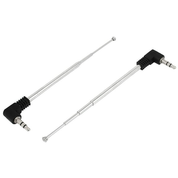 Unique Bargains FM Radio TV 4 Sections 3.5mm Audio Jack Telescopic Antenna Aerial 247mm 2PCS