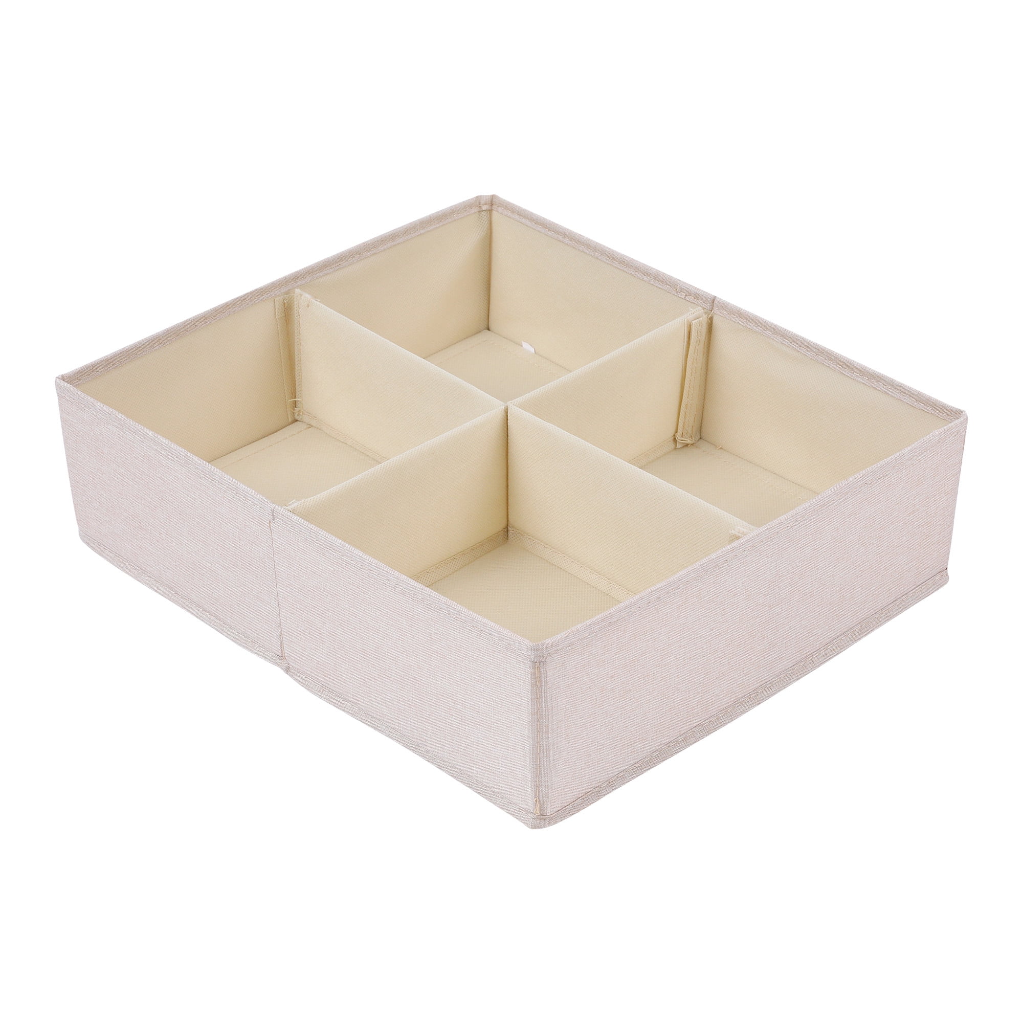 Unique Bargains Fabric Collapsible Storage Bin for Closet Organizers Beige 14"x12"x3.9"