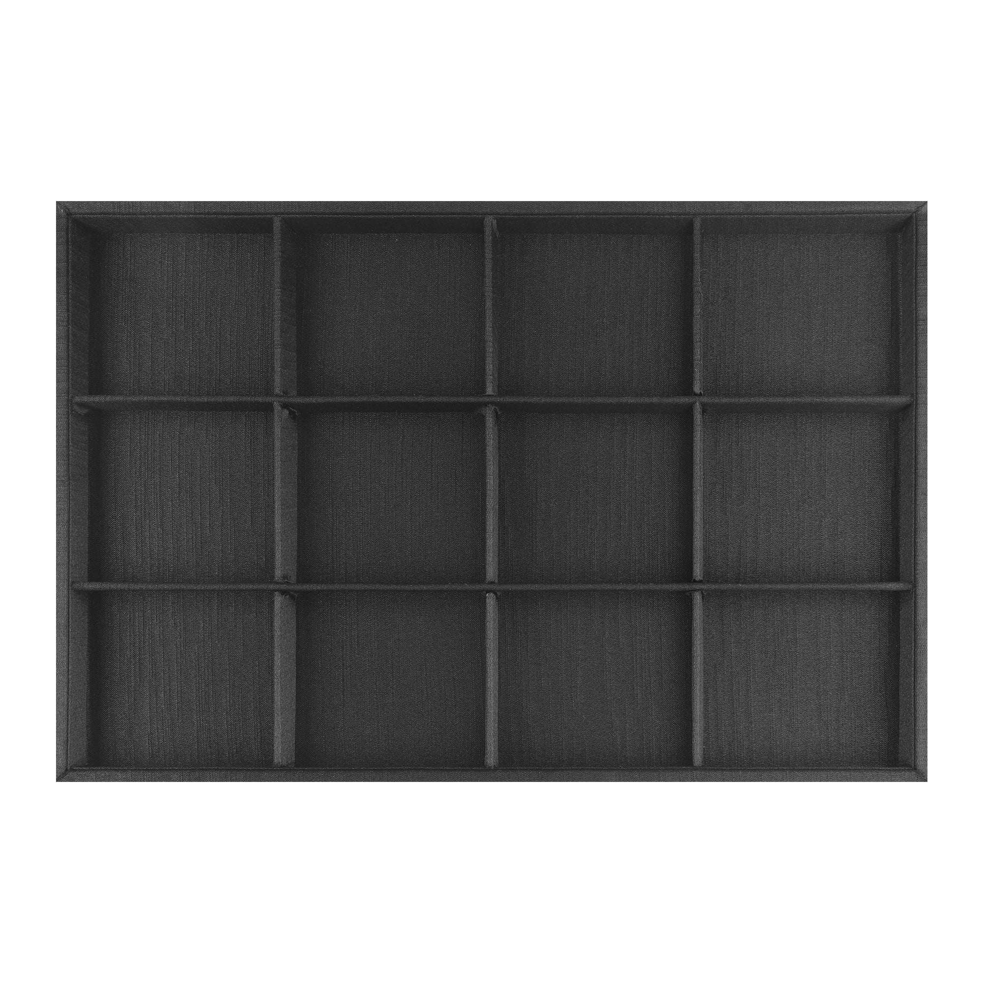 Unique Bargains Fabric Jewelry Boxes Organizer Trays with Removable Dividers for Drawers Black 12 Grid Tray