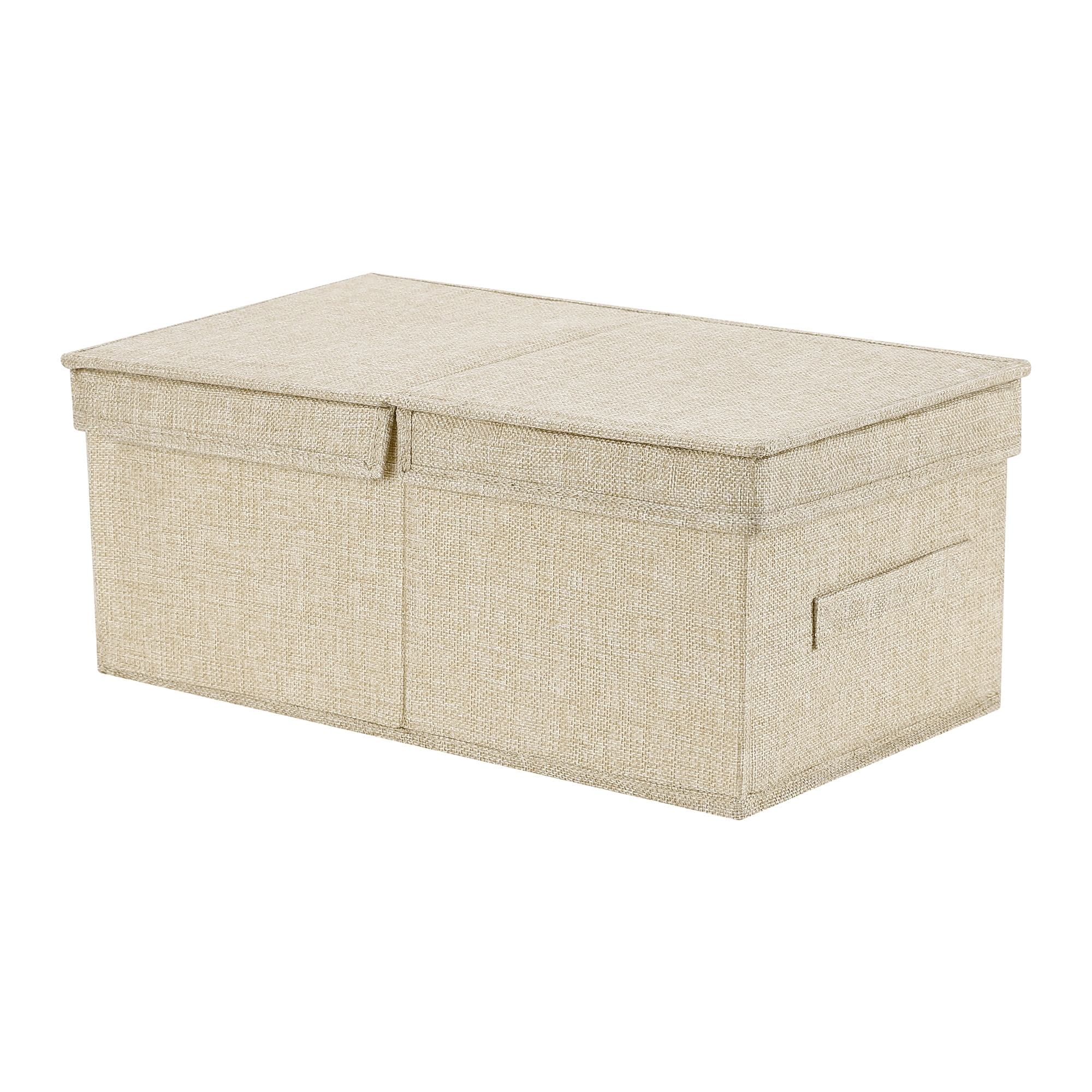 Unique Bargains Fabric Storage Bin Cube with Lid and Handle Beige 16*9.5*7in