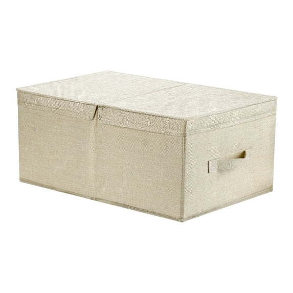 Unique Bargains Fabric Storage Bin Cube with Lid and Handle Beige 18.5*13.5*8in