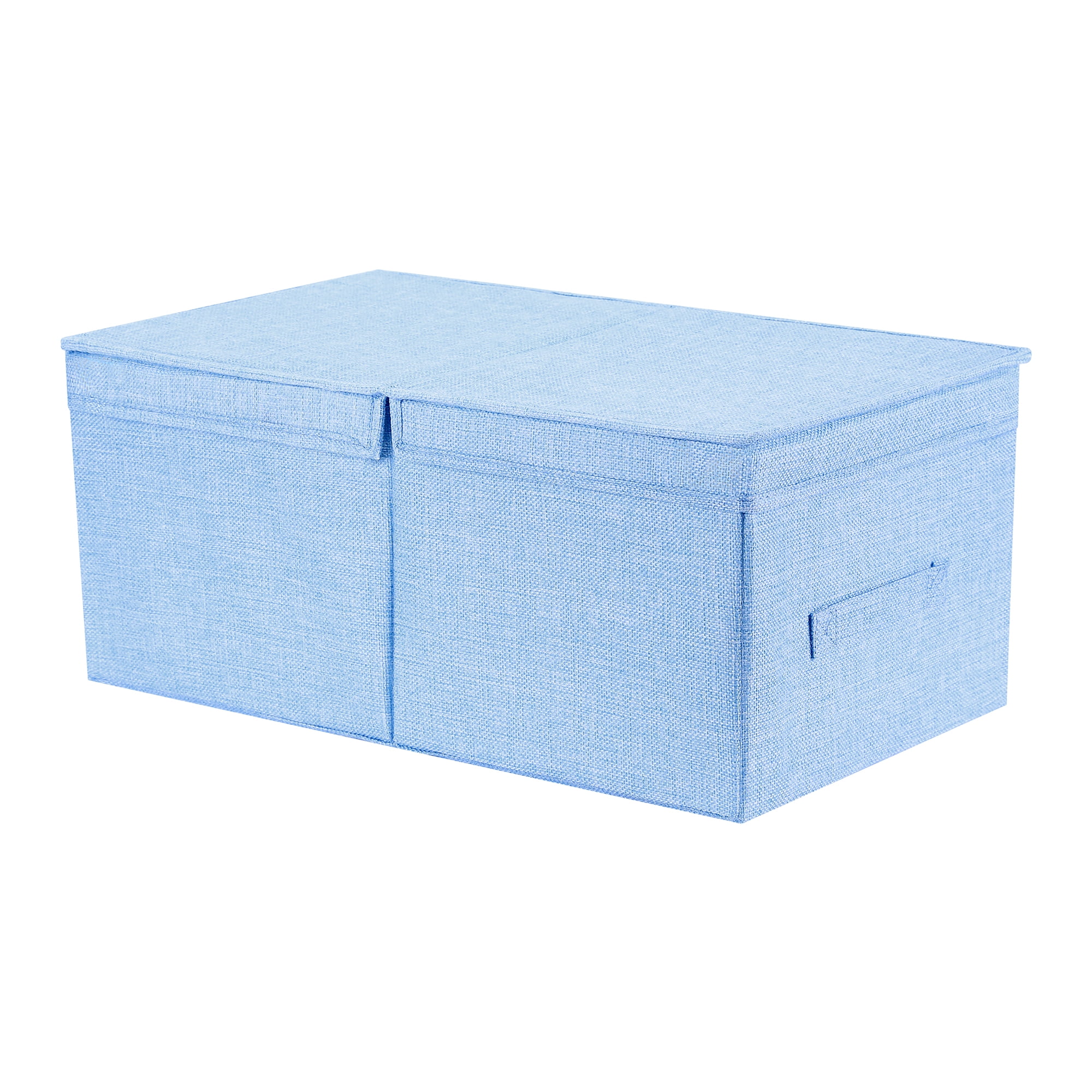 Unique Bargains Fabric Storage Bin Cube with Lid and Handle Blue 18.5