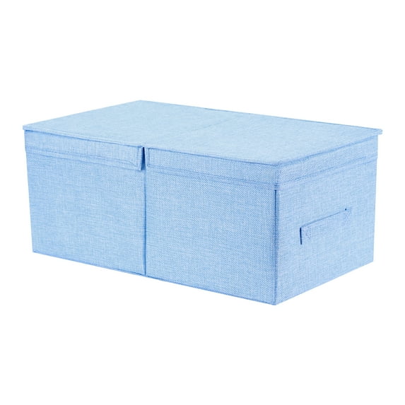 Unique Bargains Fabric Storage Bin Cube with Lid and Handle Blue 18.5*11*8in