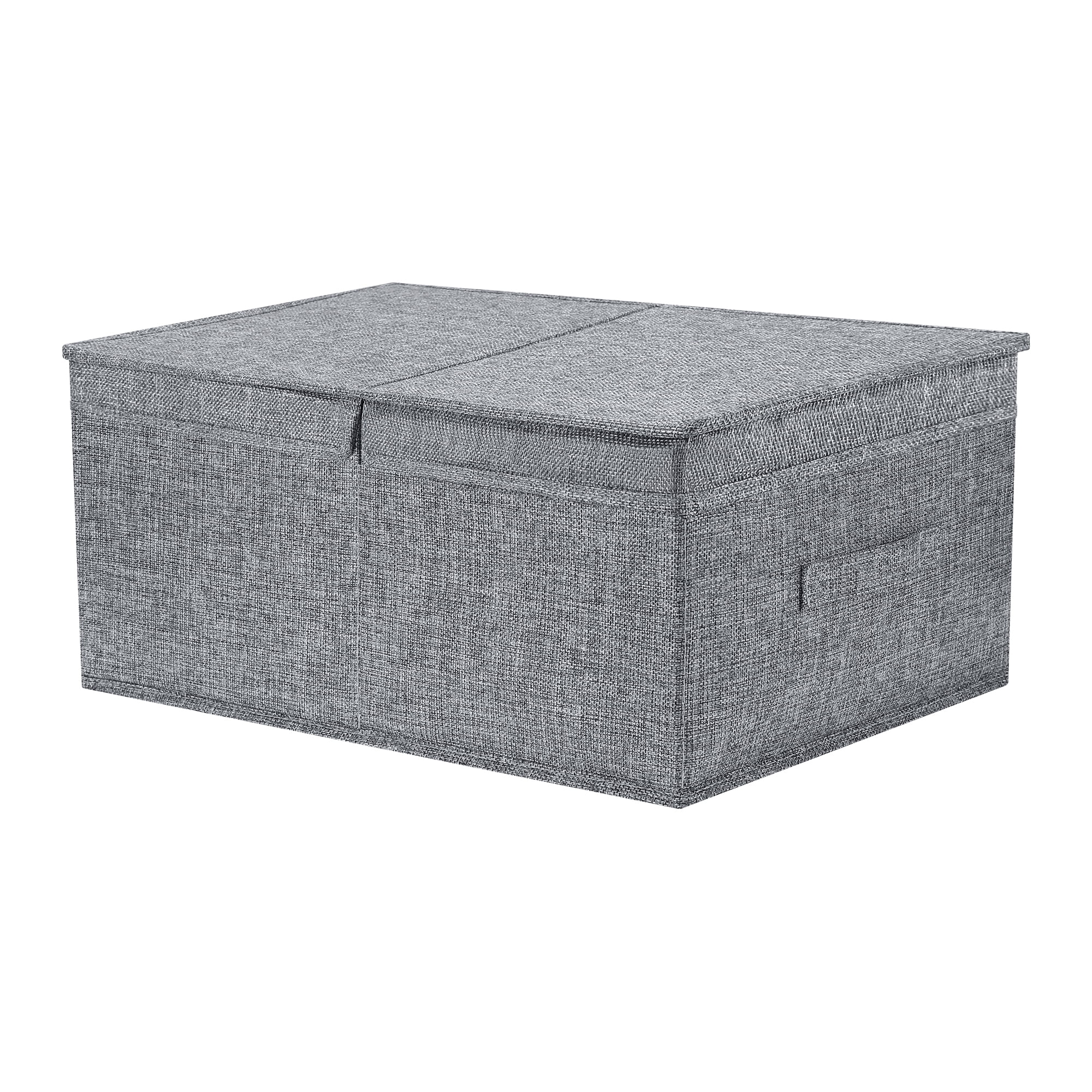 Unique Bargains Fabric Storage Bin Cube with Lid and Handle Grey 18.5