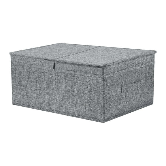 Unique Bargains Fabric Storage Bin Cube with Lid and Handle Grey 18.5*13.5*8in