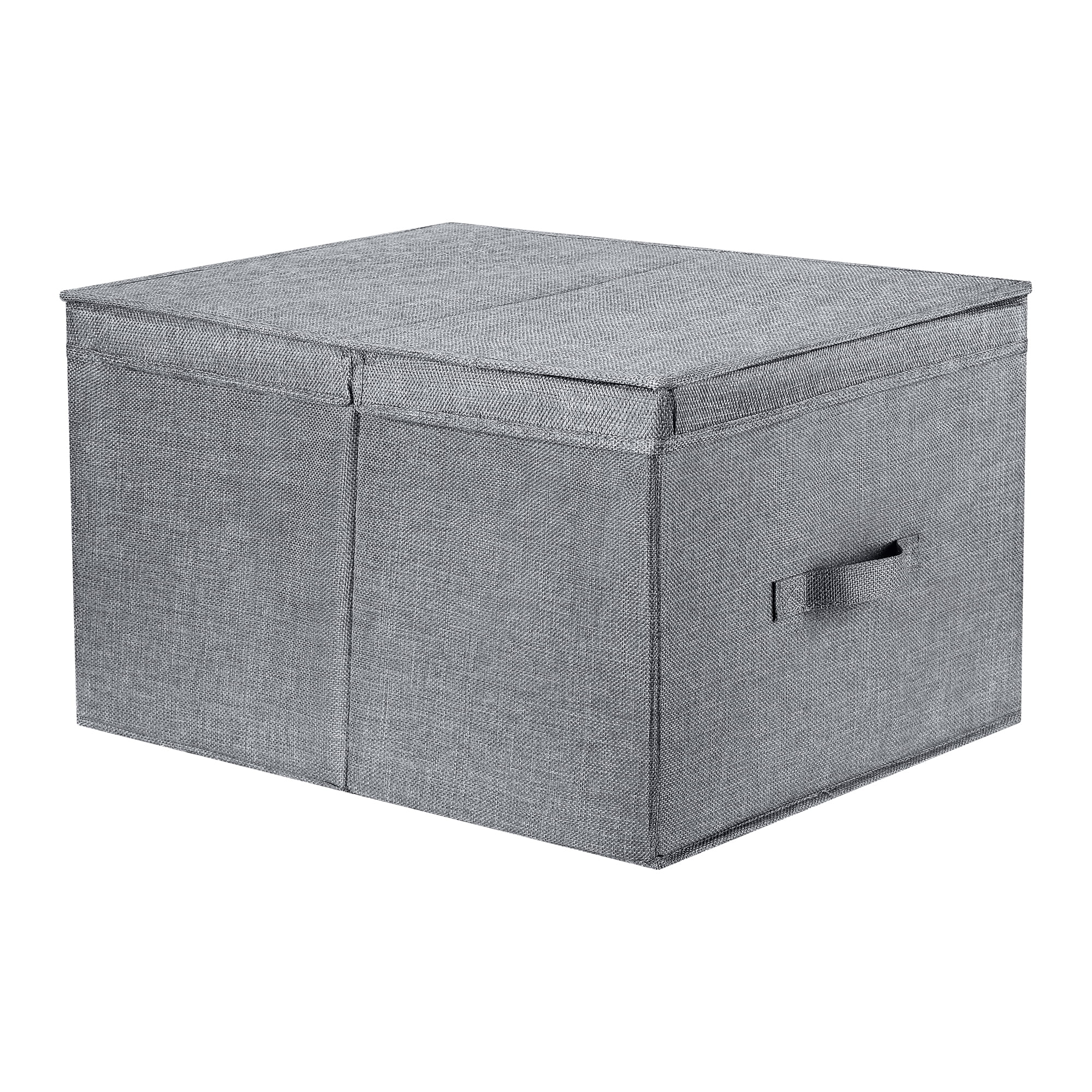 Unique Bargains Fabric Storage Bin Cube with Lid and Handle Grey 20*16*11.5in