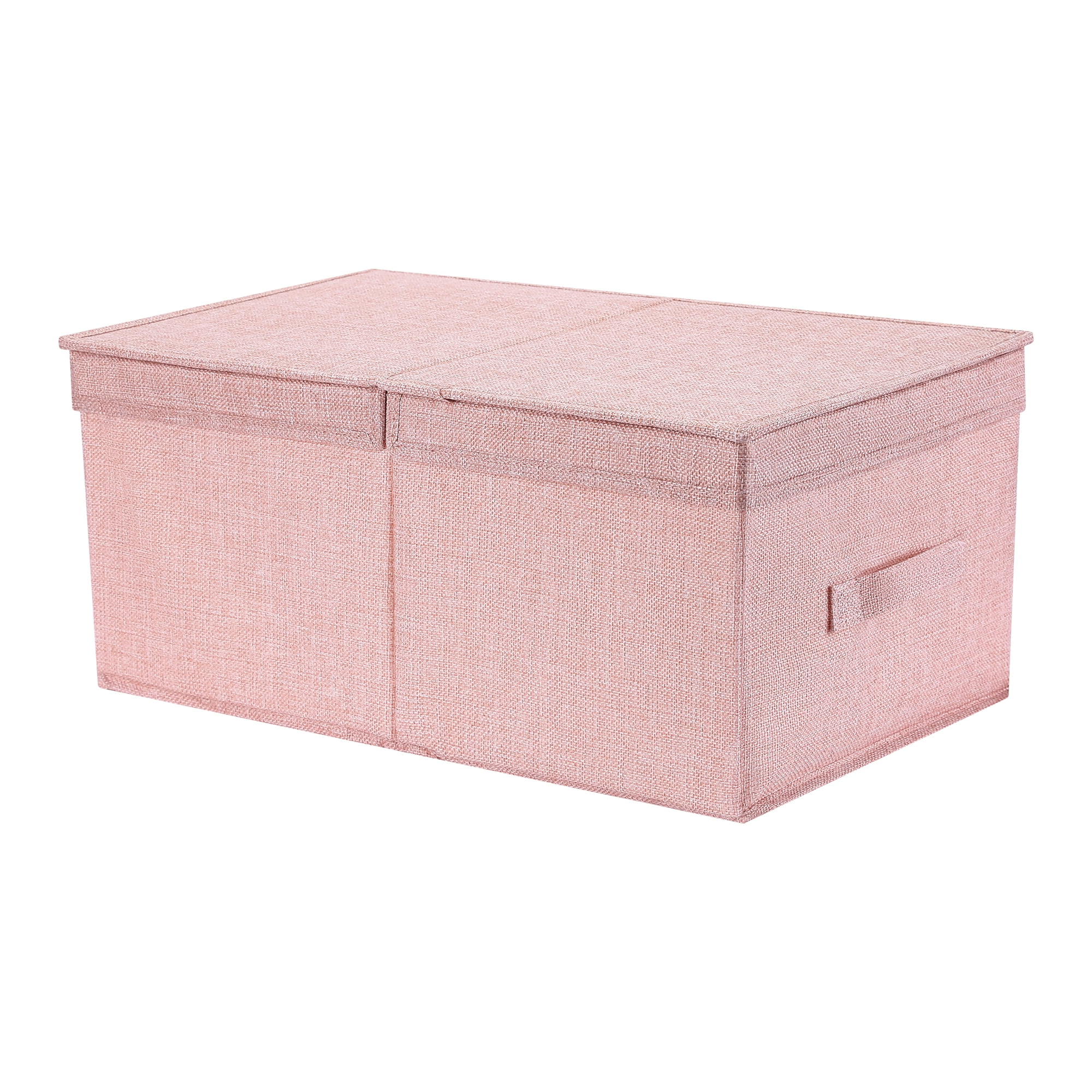 Unique Bargains Fabric Storage Bin Cube with Lid and Handle Pink 18.5