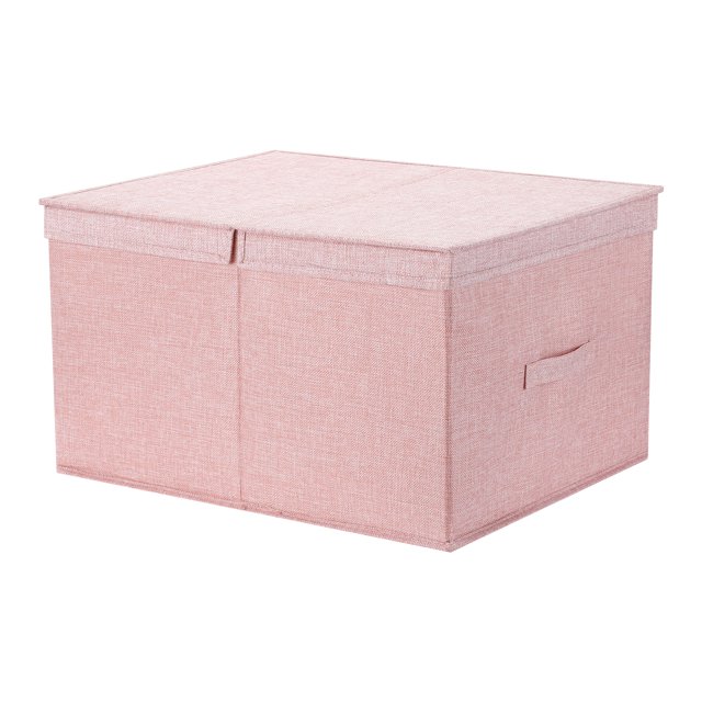 Unique Bargains Fabric Storage Bin Cube with Lid and Handle Pink 20*16