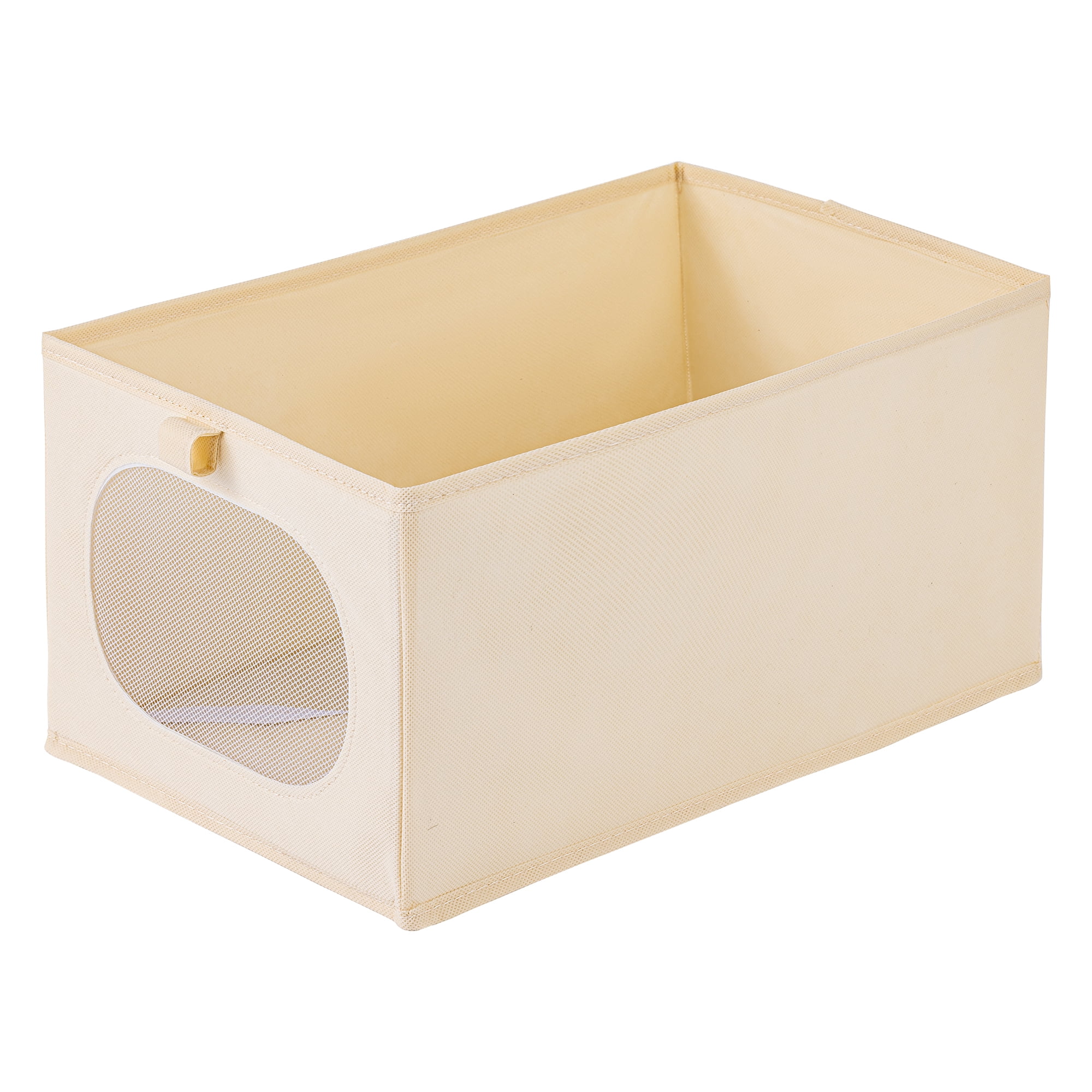 Unique Bargains Fabric Storage Bin With Bottom Beige 15.7*9.8*7.9in