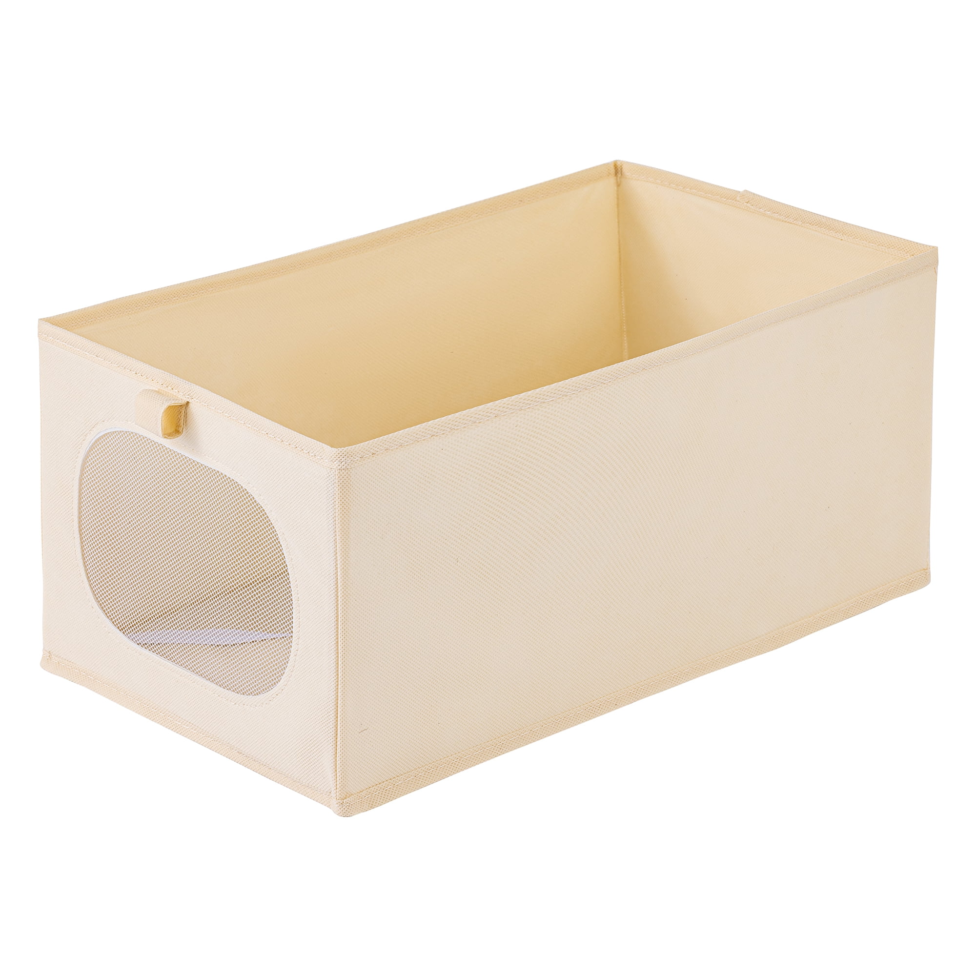 Unique Bargains Fabric Storage Bin With Bottom Beige 17.3*9.8*7.9in