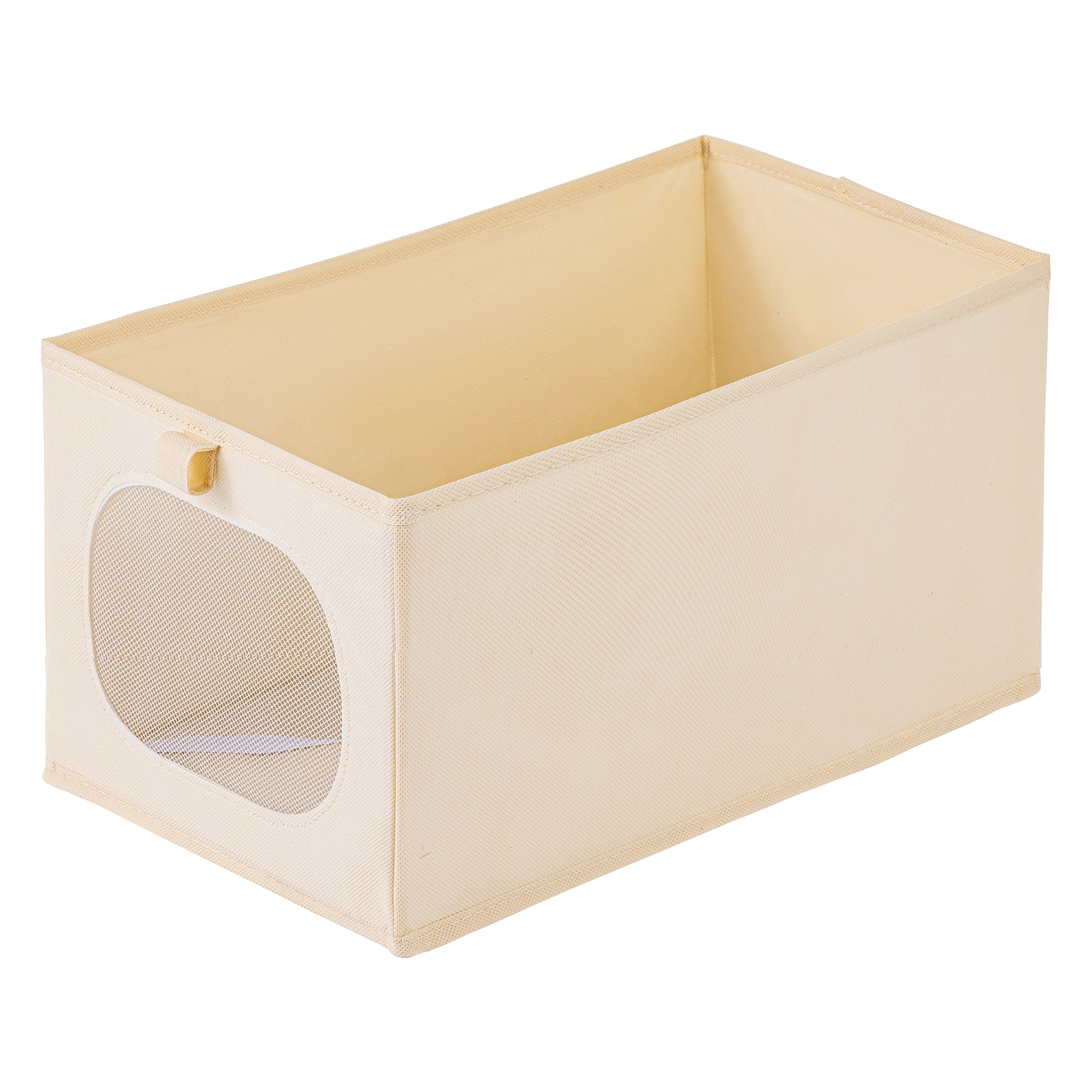 Unique Bargains Fabric Storage Bin With Bottom Beige 18.5*11.8*9.8in