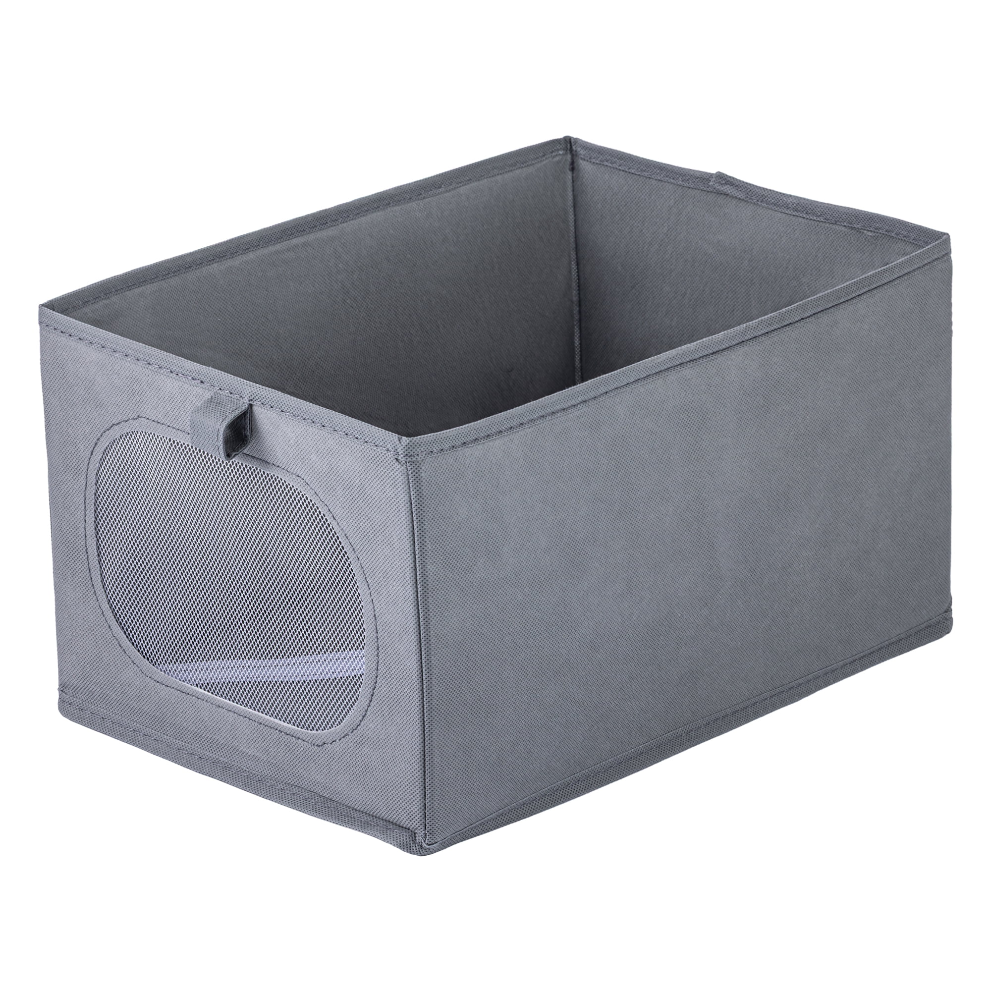 Unique Bargains Fabric Storage Bin With Bottom Dark Grey 14.2*9.8*7.9in