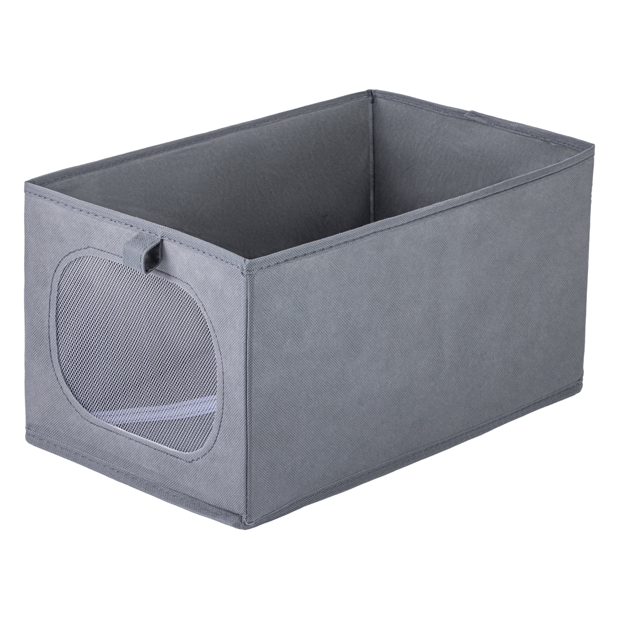 Unique Bargains Fabric Storage Bin With Bottom Dark Grey 18.5*11.8*9.8in