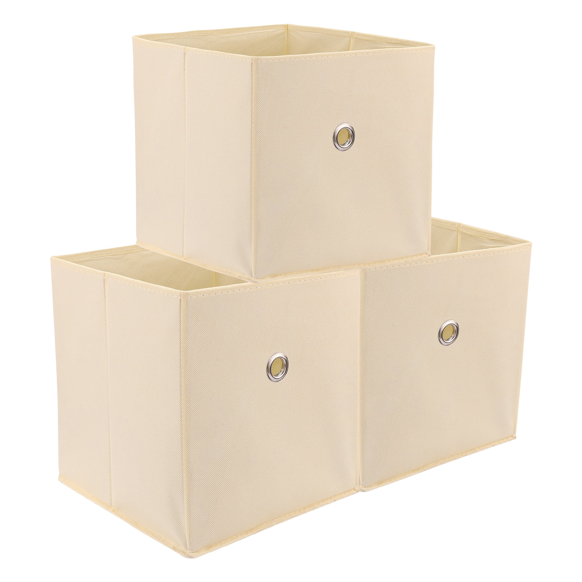 Unique Bargains Fabric Storage Bin for Shelves Closet Beige 11*11*11in