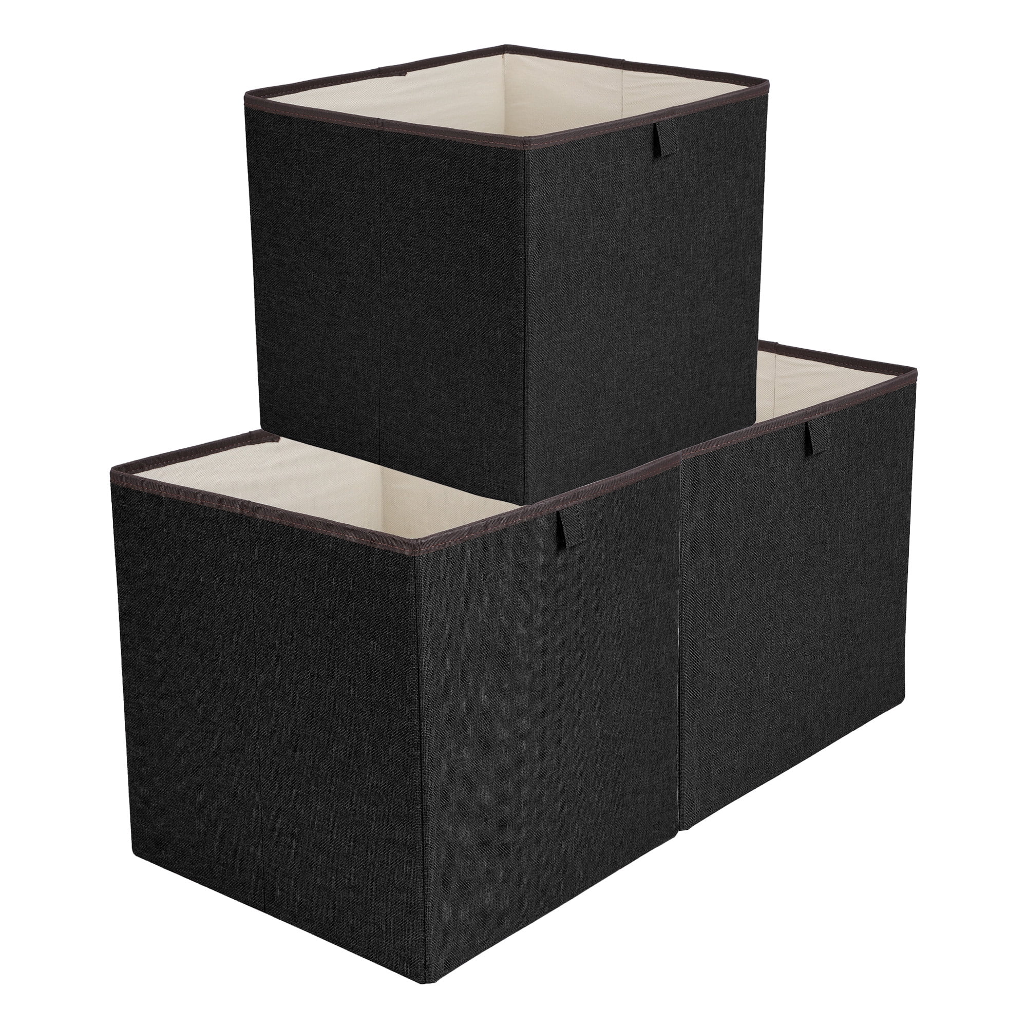 Unique Bargains Fabric Storage Bin for Shelves Closet Black 13*13*13in