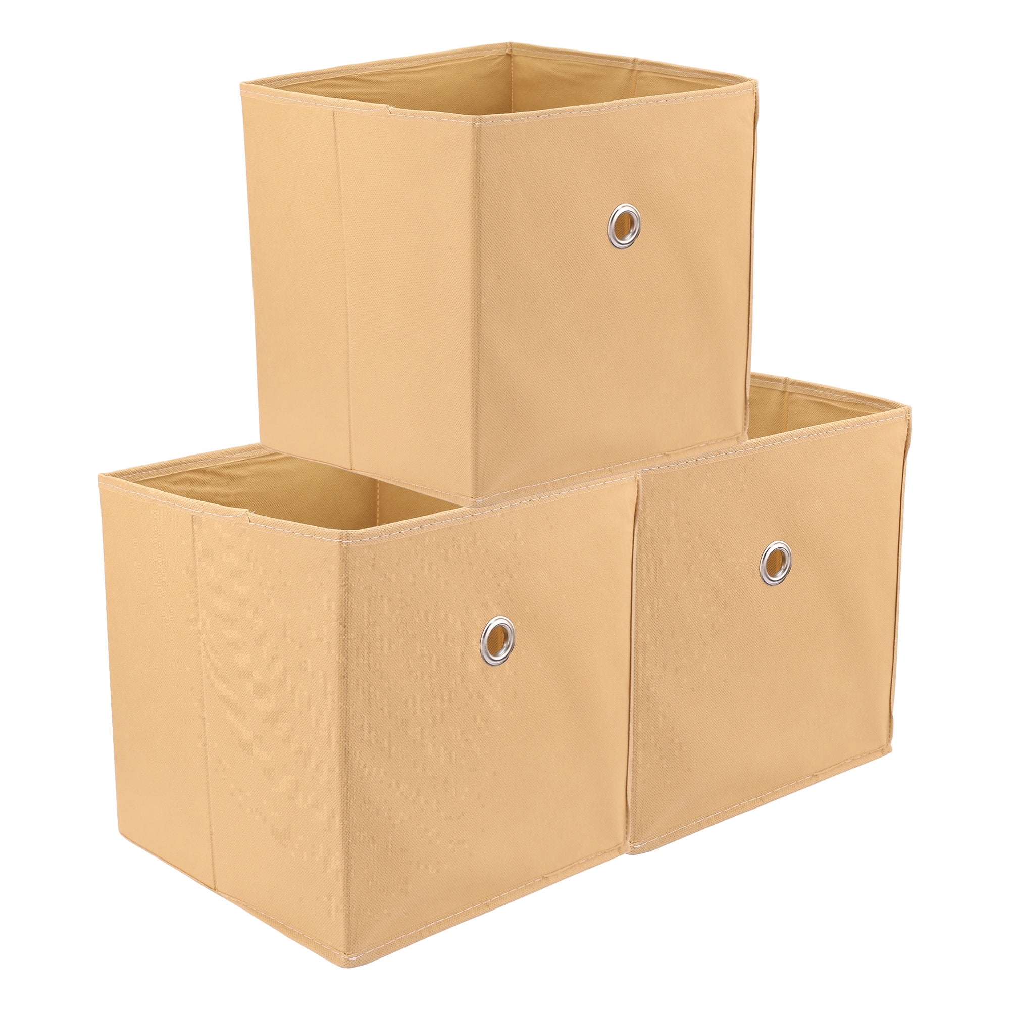 Unique Bargains Fabric Storage Bin for Shelves Closet Khaki 11*11*11in
