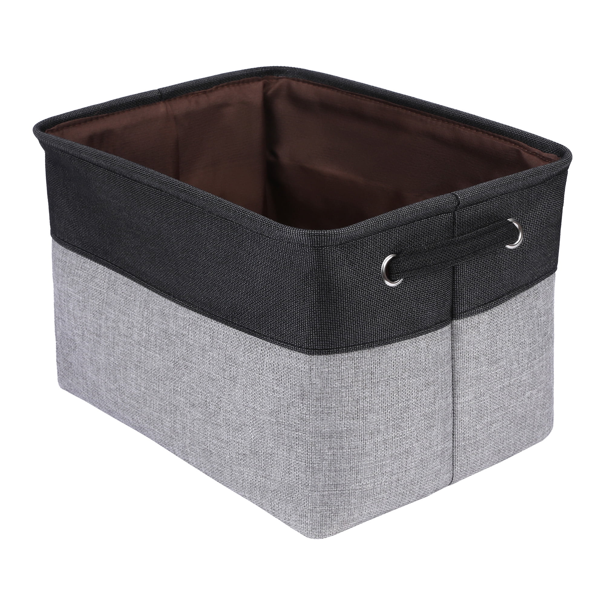 Unique Bargains Fabric Storage Bin with Handles 3 Pcs Black Gray 15*11*9.4in