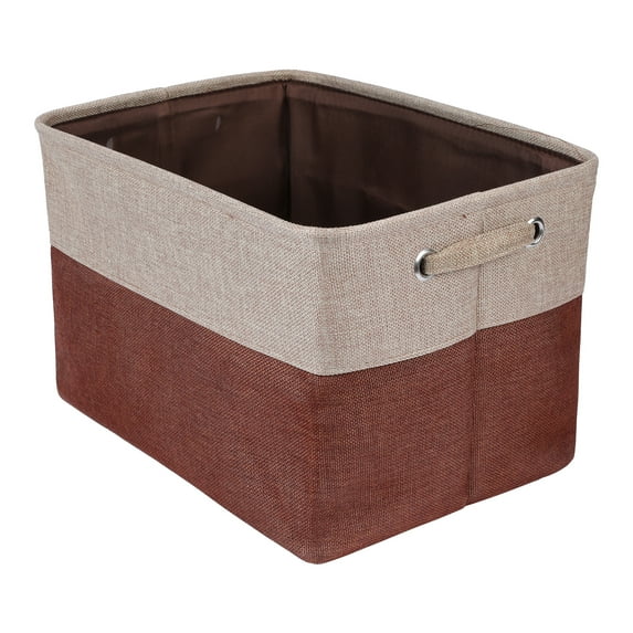 Unique Bargains Fabric Storage Bin with Handles 3 Pcs Brown 15*11*9.4in