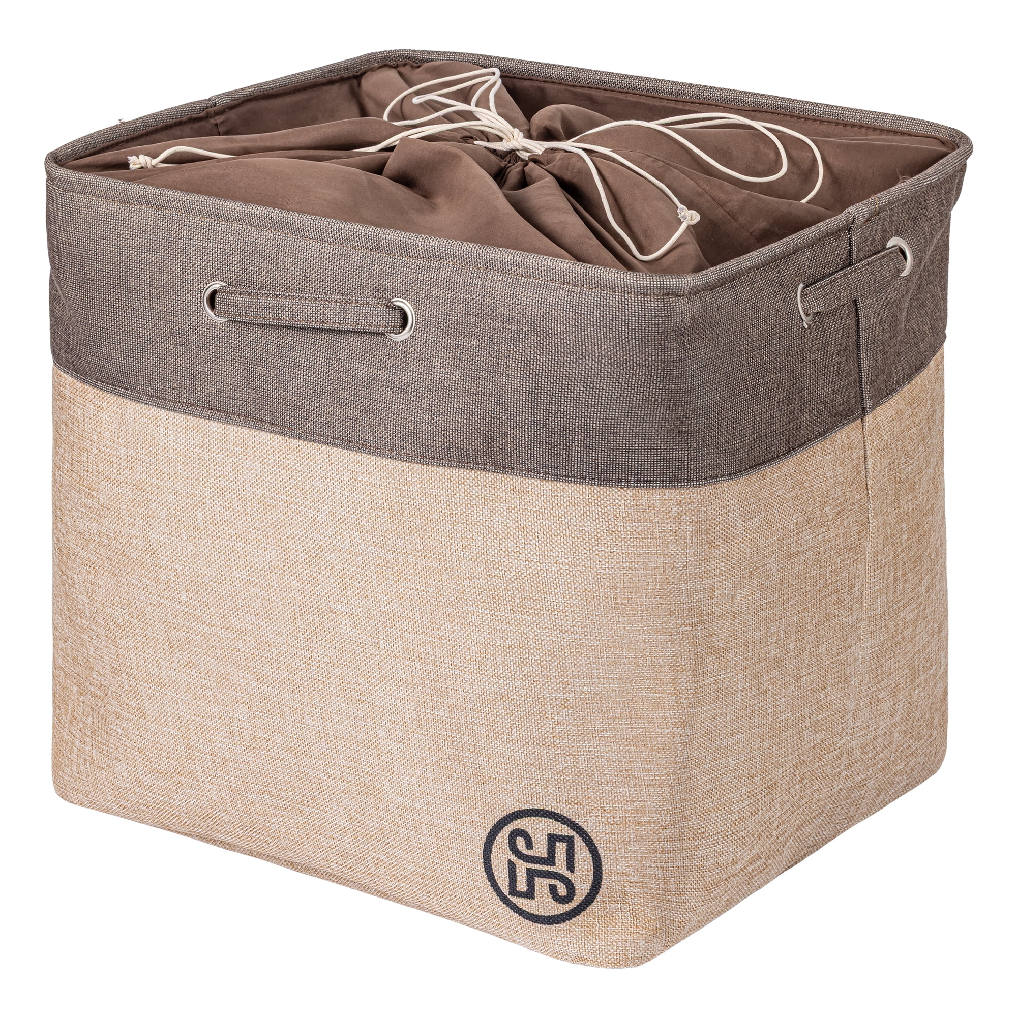 Unique Bargains Fabric Storage Bin with Handles Coffee 17.3*15.7*16.5in