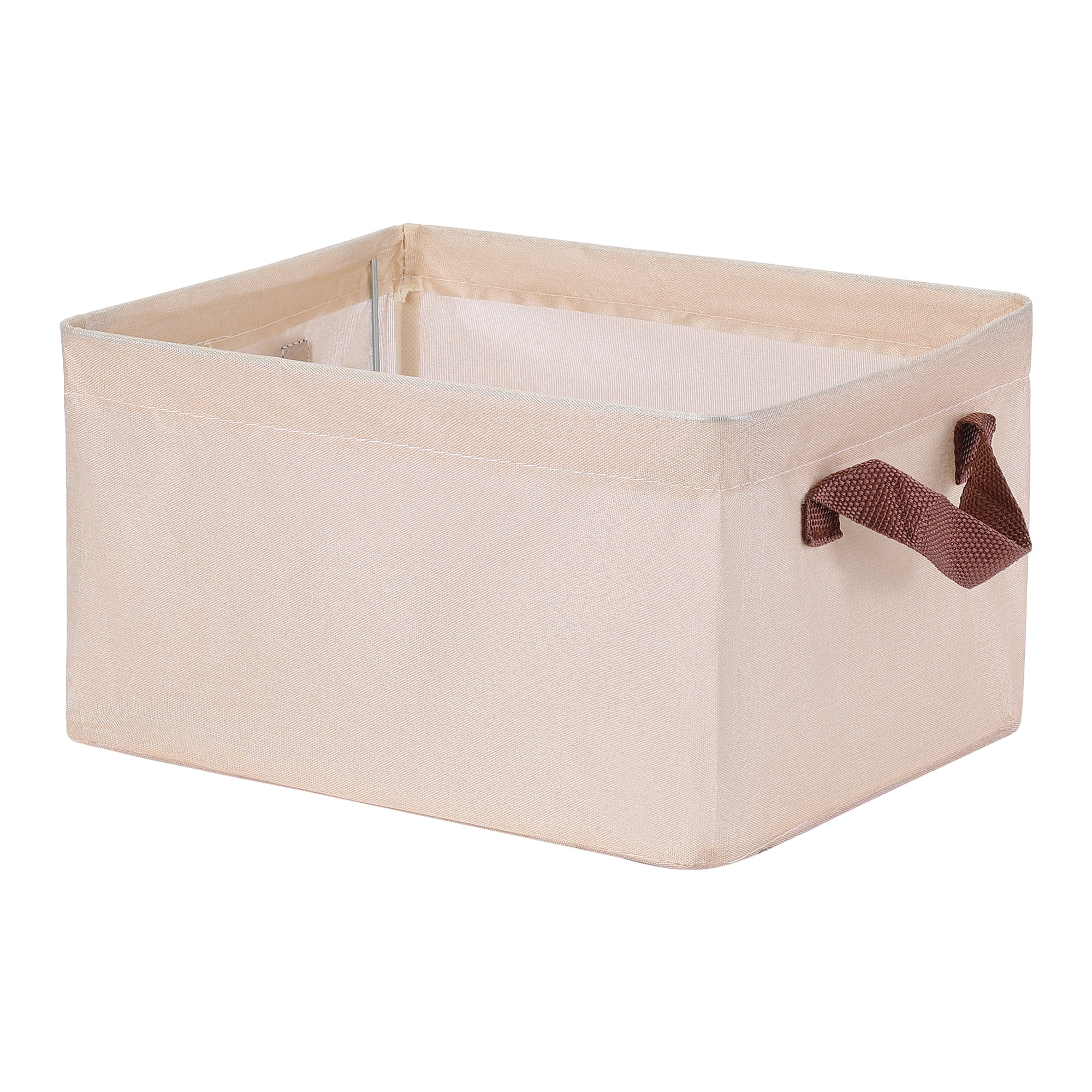 Unique Bargains Fabric Storage Bin with Handles, Collapsible Basket Beige 12*9.5*8in