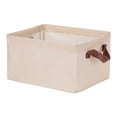 thumbnail image 1 of Unique Bargains Fabric Storage Bin with Handles, Collapsible Basket Beige 12*9.5*8in, 1 of 7