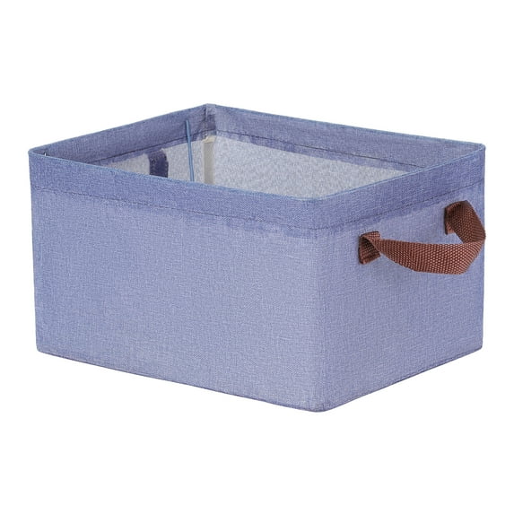 Unique Bargains Fabric Storage Bin with Handles, Collapsible Basket Navy Blue 12*9.5*8in