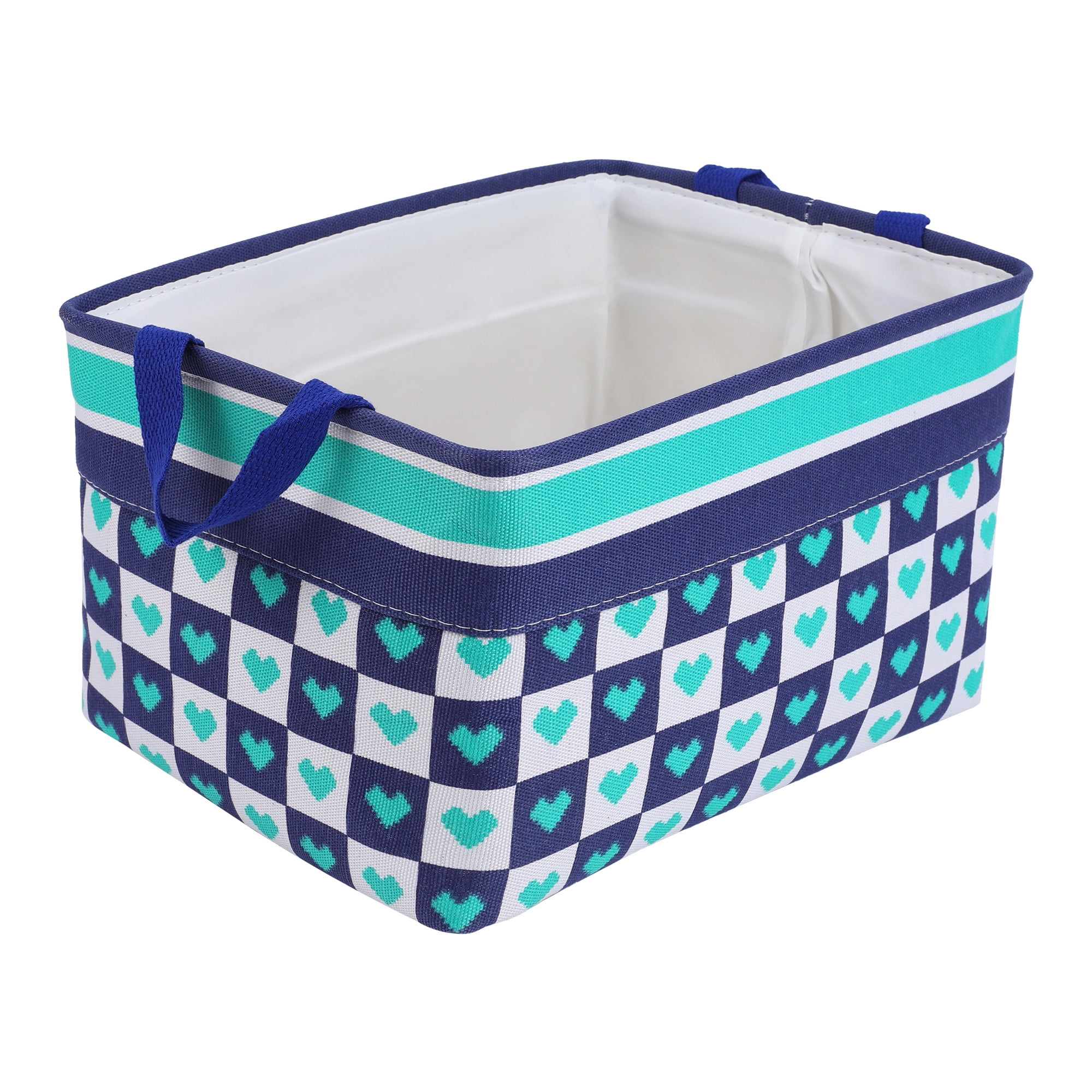 Unique Bargains Fabric Storage Bin with Handles Green 13.8*9.8*7.9in