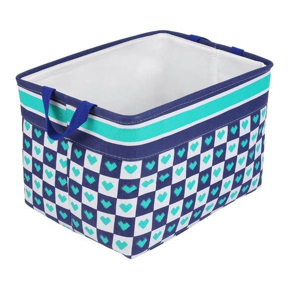 Unique Bargains Fabric Storage Bin with Handles Green 15.7*11.8*9.8in