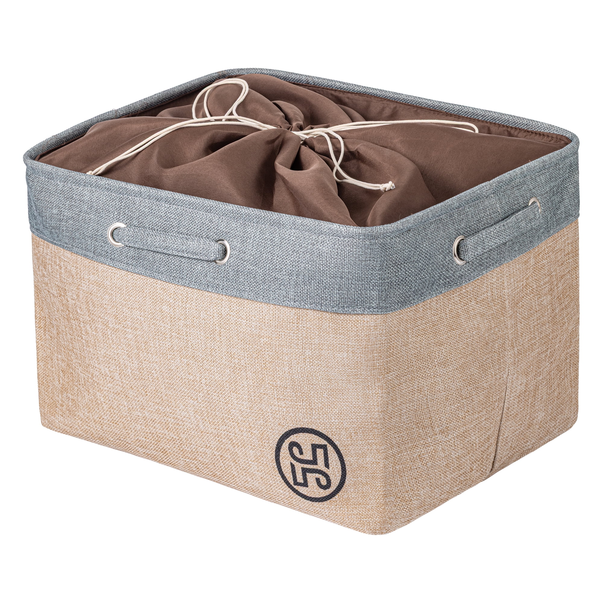 Unique Bargains Fabric Storage Bin with Handles Grey 17.3*13.8*11.8in