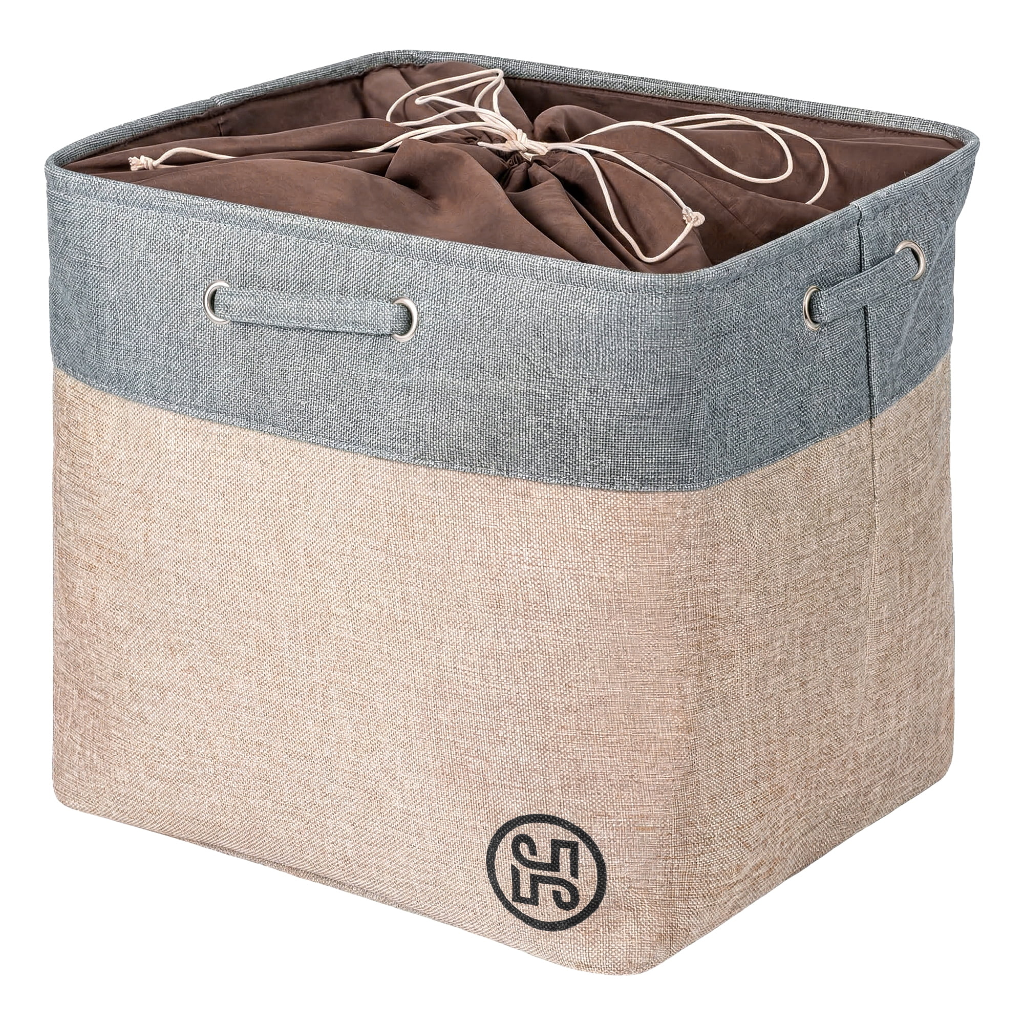 Unique Bargains Fabric Storage Bin with Handles Grey 17.3*15.7*16.5in