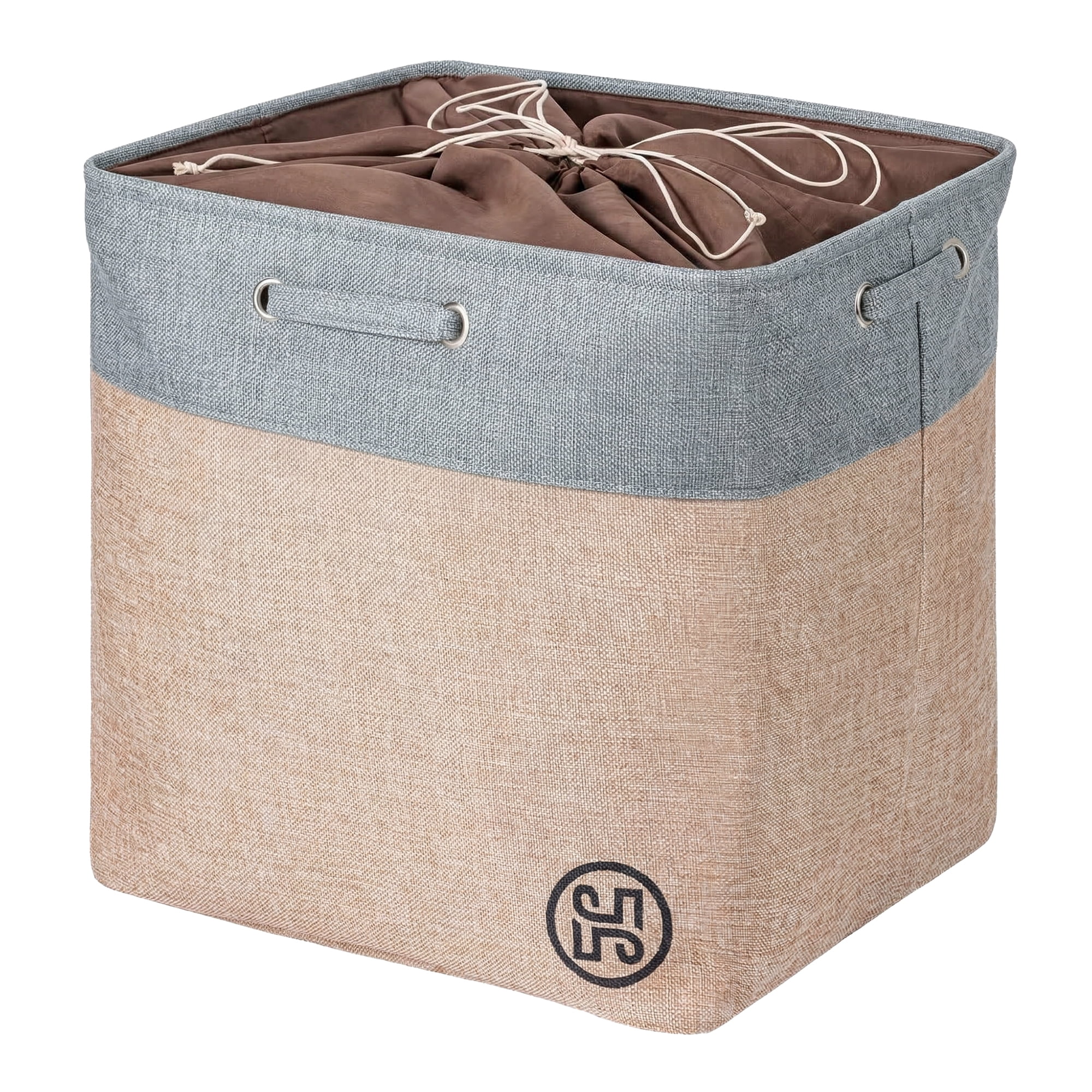 Unique Bargains Fabric Storage Bin with Handles Grey 19.7*15.7*19.7in