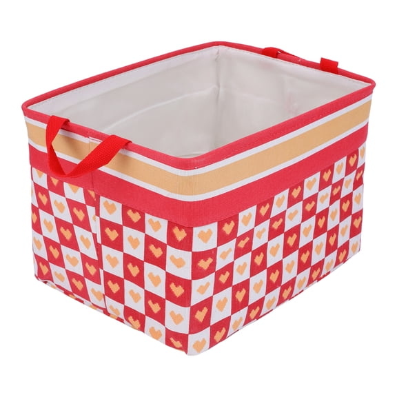 Unique Bargains Fabric Storage Bin with Handles Red 15.7*11.8*9.8in