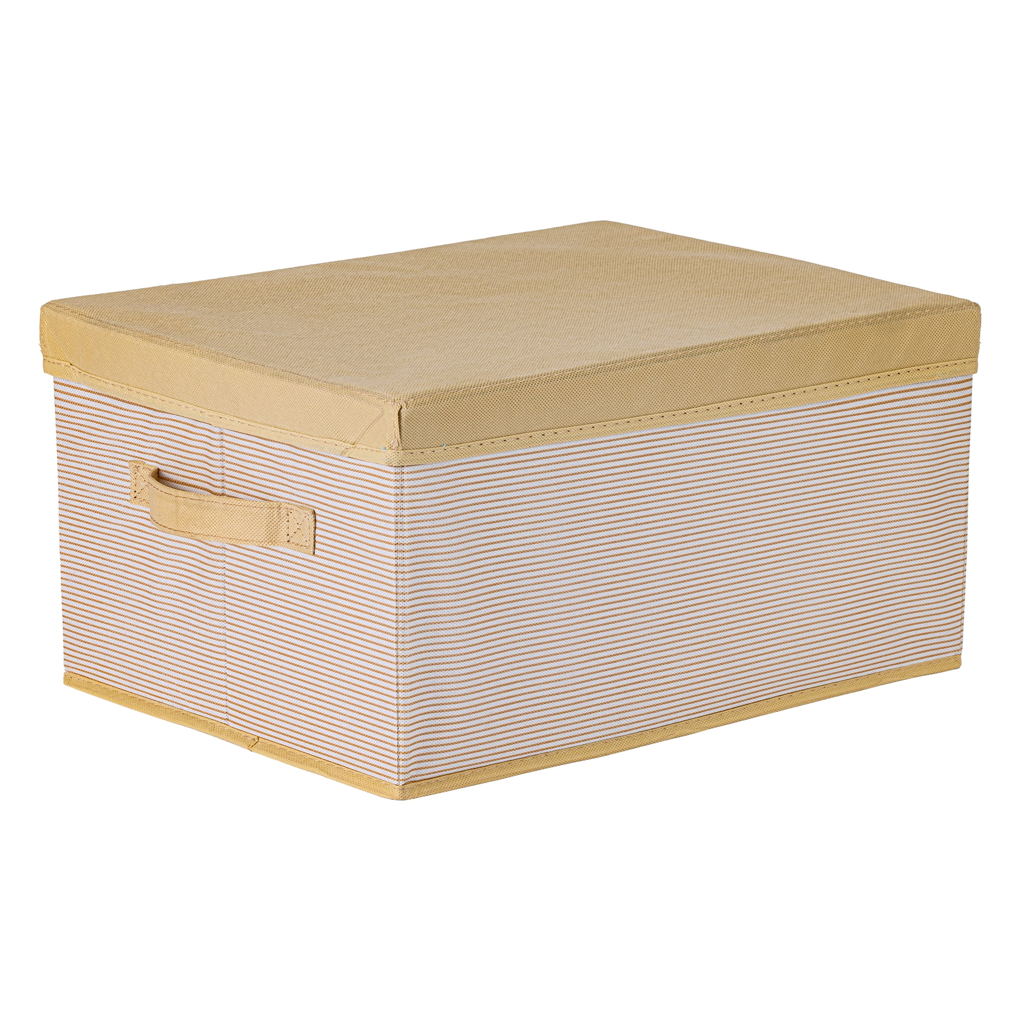 Unique Bargains Fabric Storage Bin with Handles and Lid Coffee 13.8*11*7.1in