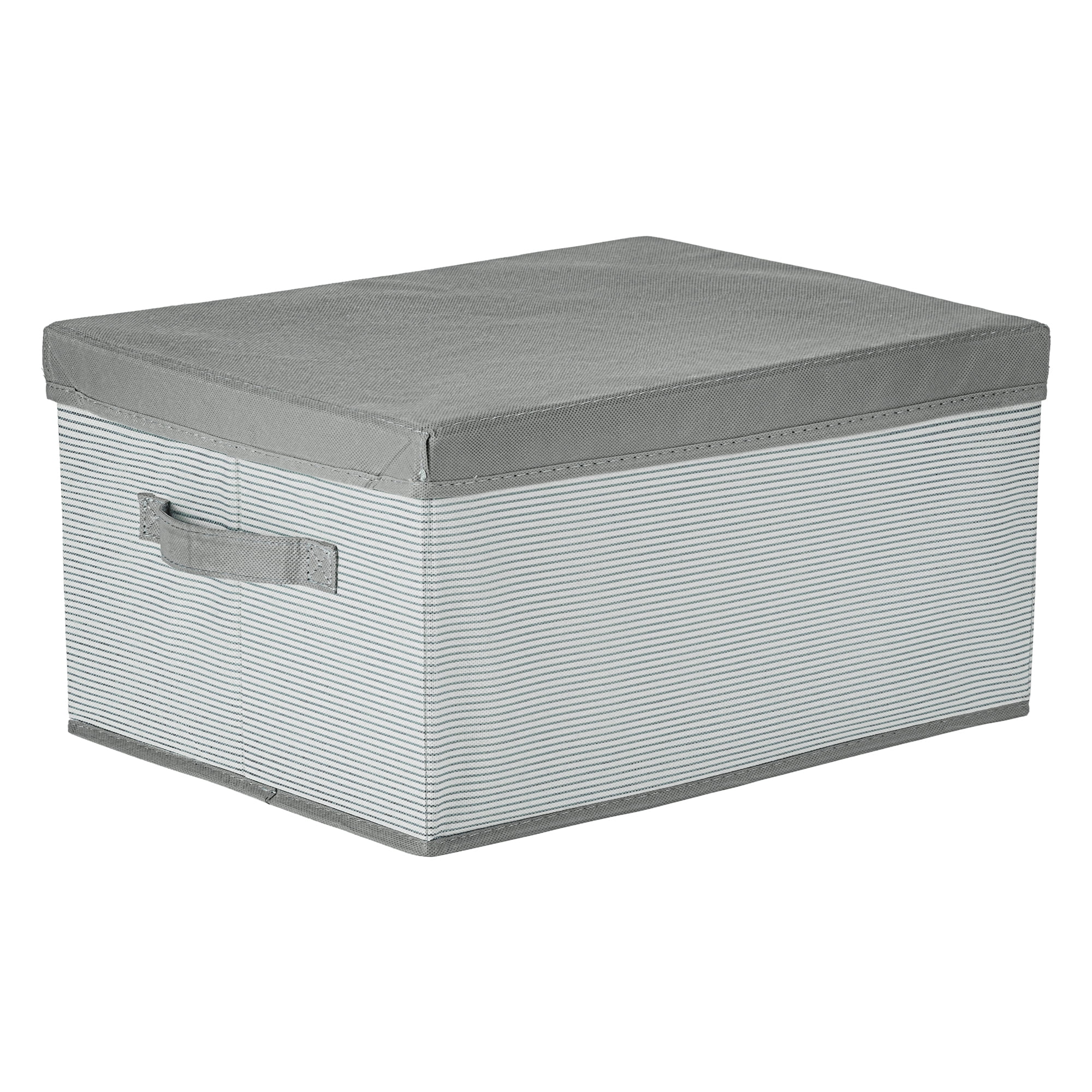 Unique Bargains Fabric Storage Bin with Handles and Lid Grey 13.8*11*7.1in
