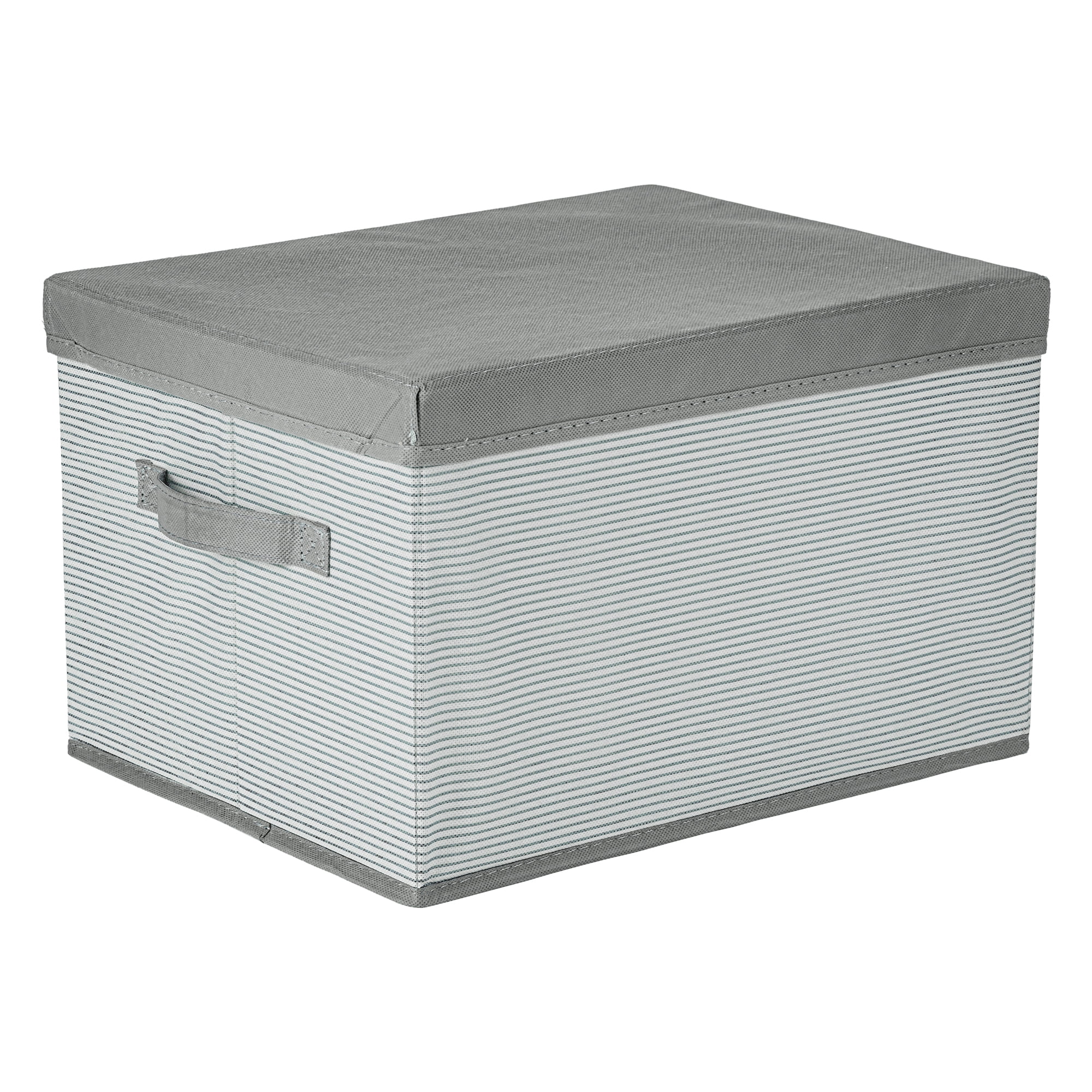 Unique Bargains Fabric Storage Bin with Handles and Lid Grey 17.7*13.8*11in