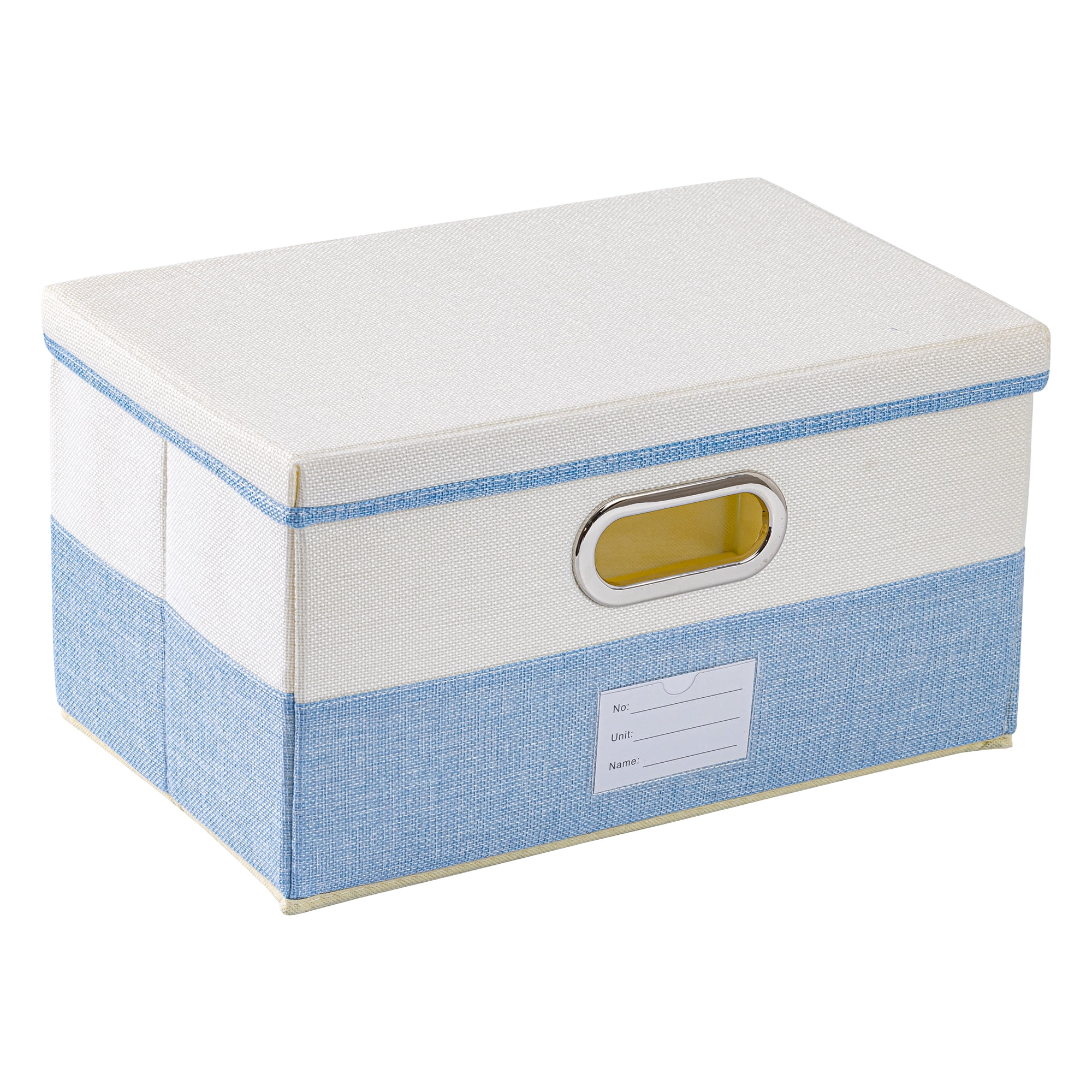 Unique Bargains Fabric Storage Bin with Lids Blue 15*9.8*8.3in