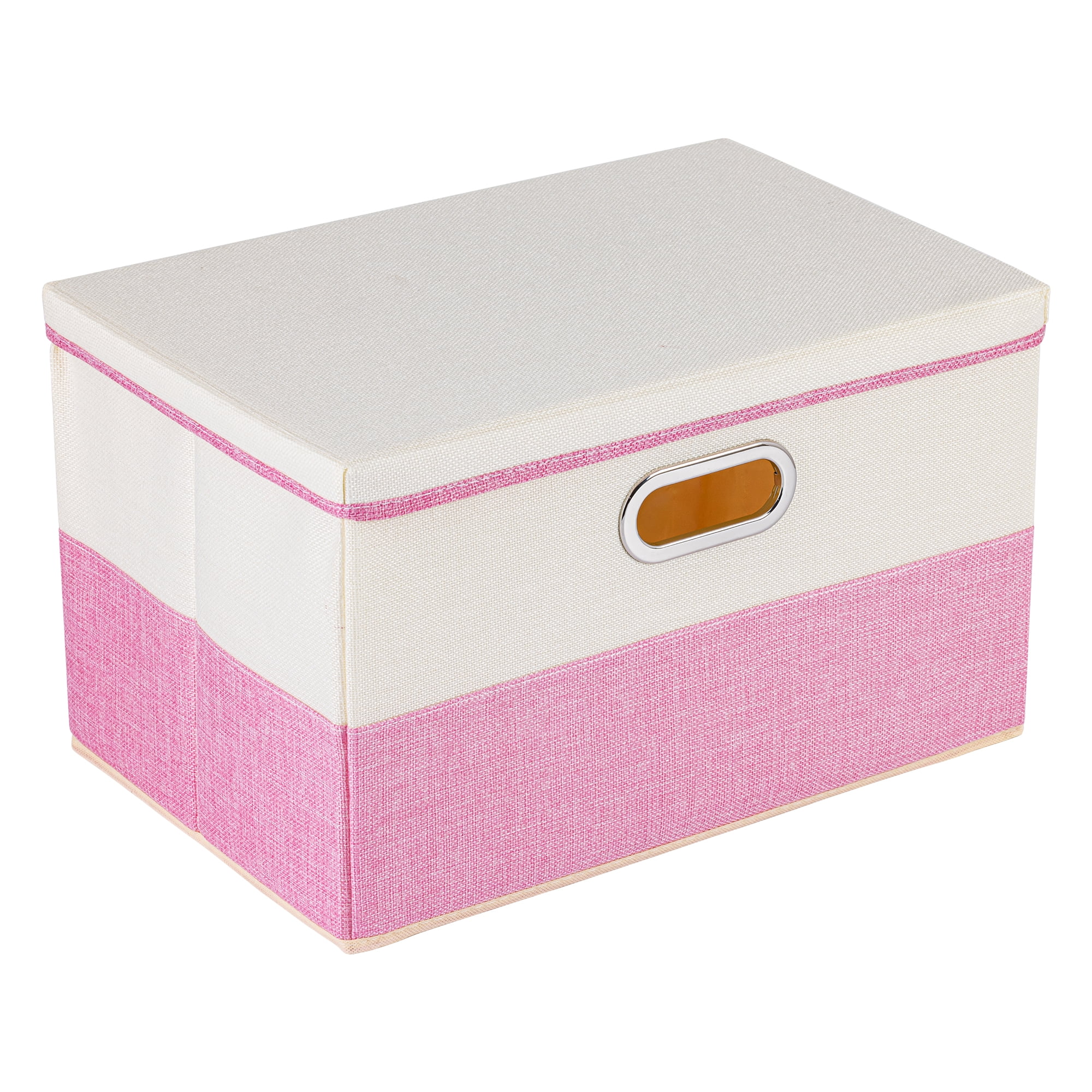Unique Bargains Fabric Storage Bin with Lids Pink 16.9*11.8*10.6in