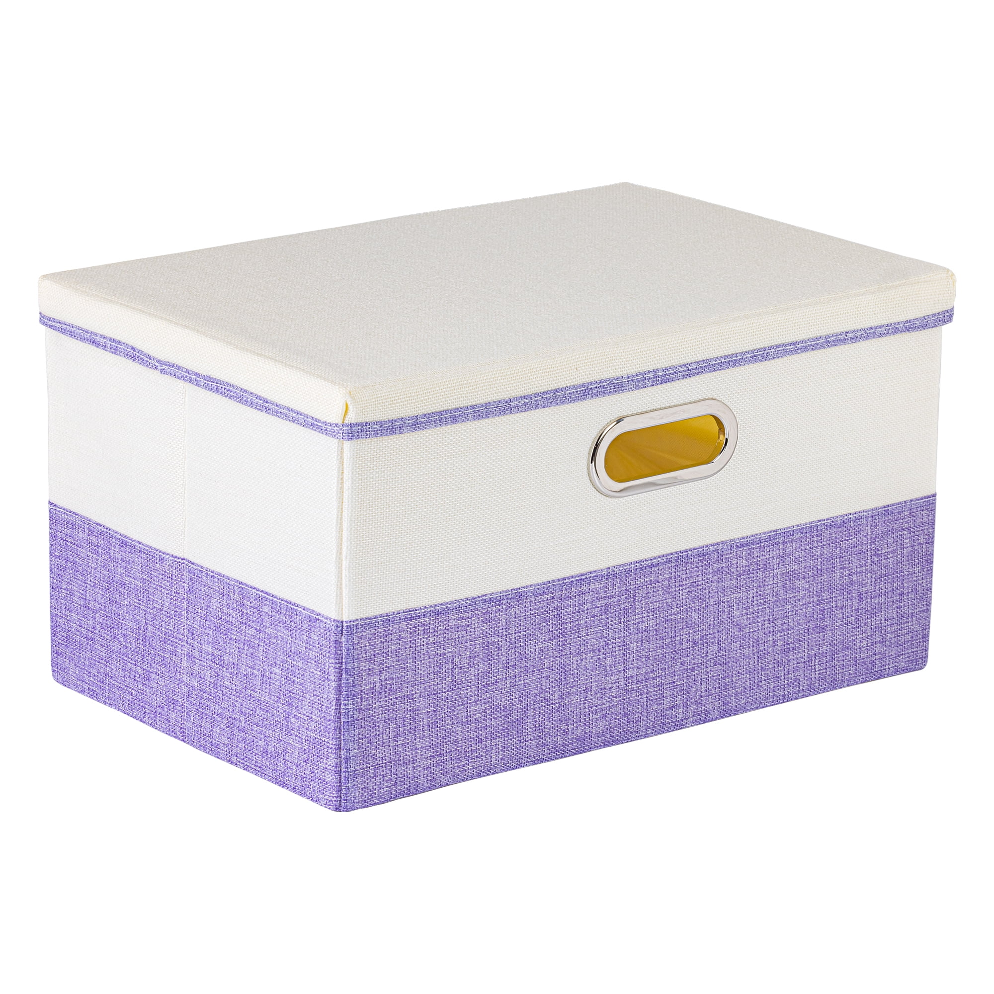 Unique Bargains Fabric Storage Bin with Lids Purple 15*9.8*8.3in