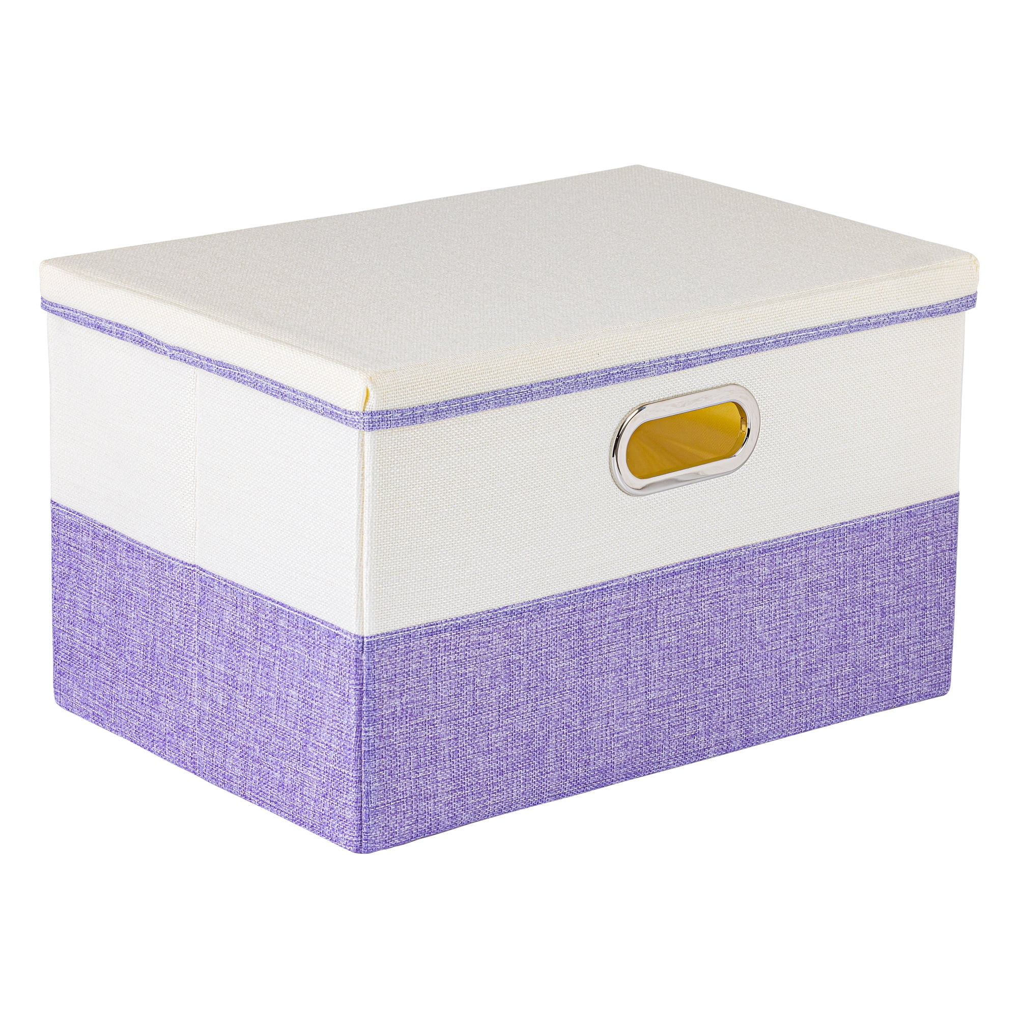 Unique Bargains Fabric Storage Bin with Lids Purple 16.9*11.8*10.6in