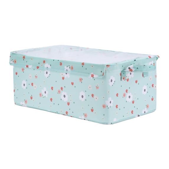 Unique Bargains Fabric Storage Bins with Handles Collapsible Basket Green Not Lids
