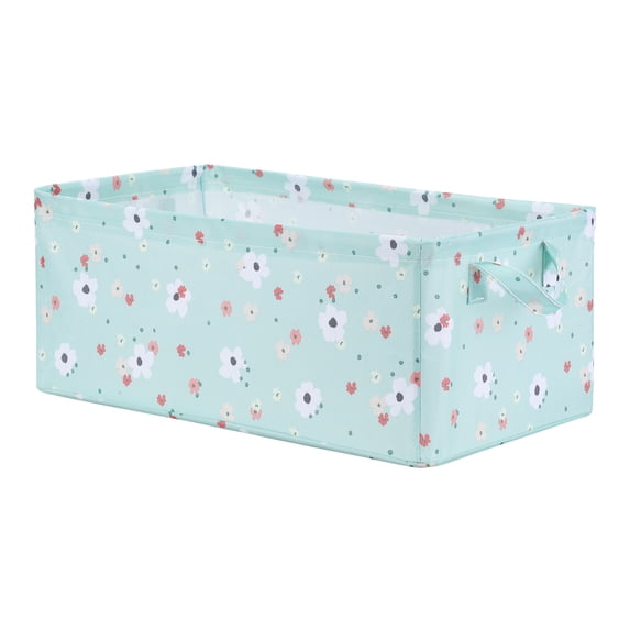 Unique Bargains Fabric Storage Bins with Handles Collapsible Basket Green With Lids