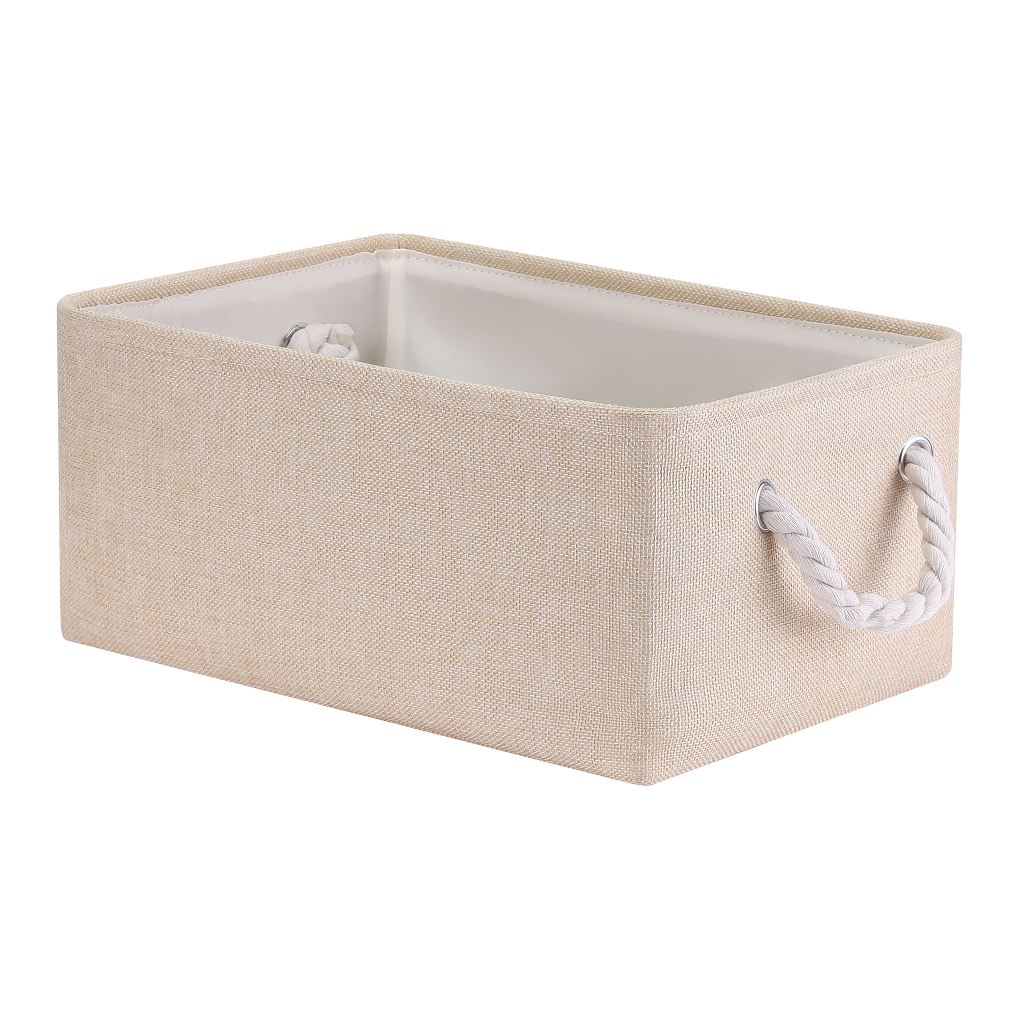 Unique Bargains Fabric Storage Cube Storage Bin Storage Basket Beige 14*10*7in
