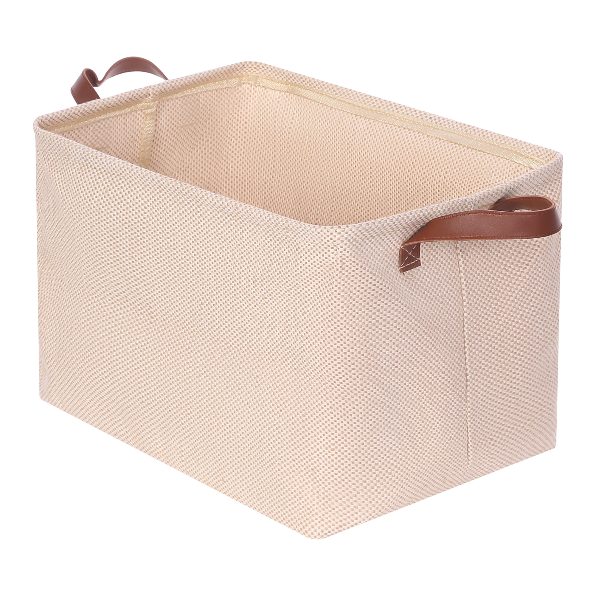 Unique Bargains Fabric Storage Cube Storage Bin Storage Basket Beige Dot