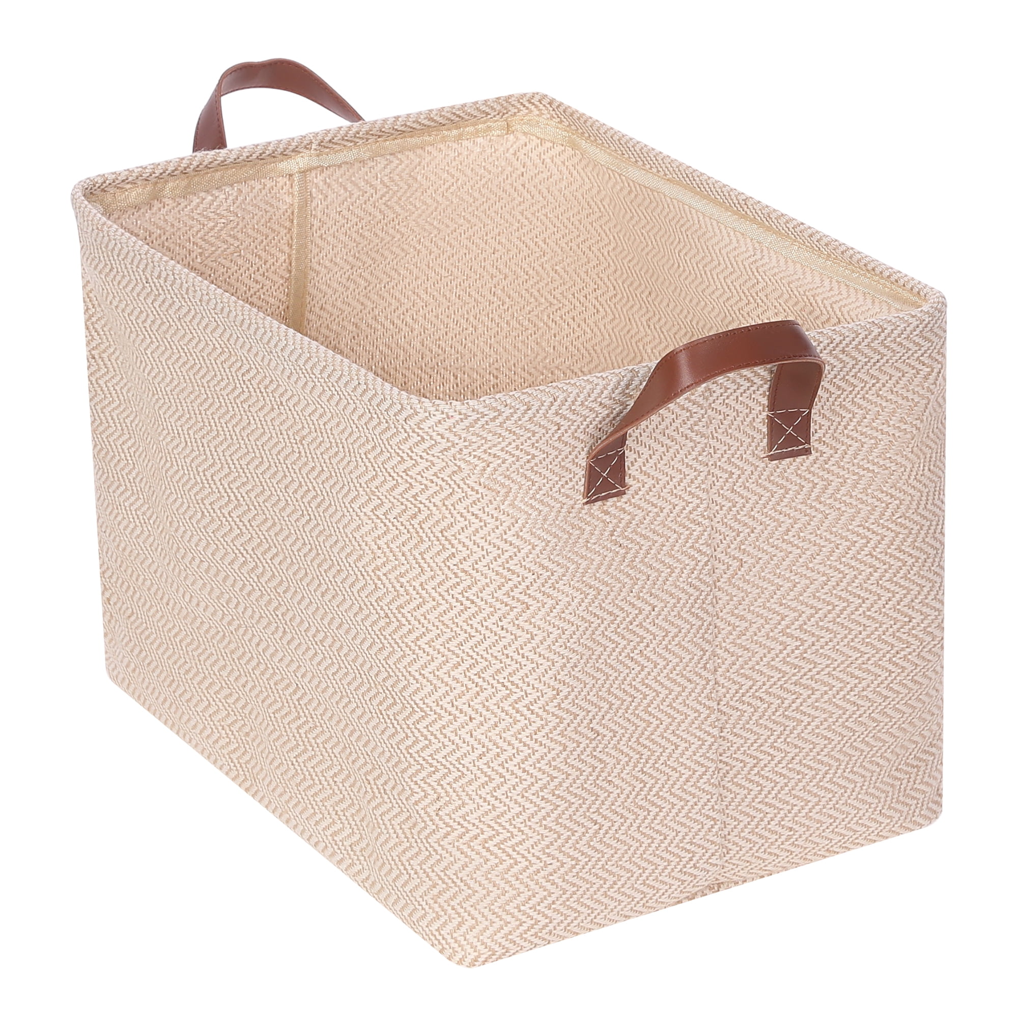 Unique Bargains Fabric Storage Cube Storage Bin Storage Basket Beige Wave