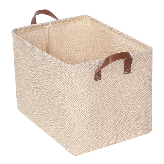 Unique Bargains Fabric Storage Cube Storage Bin Storage Basket Beige Wave