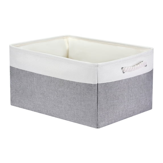 Unique Bargains Fabric Storage Cube Storage Bin Storage Basket Grey/White 17.7*13.8*10in