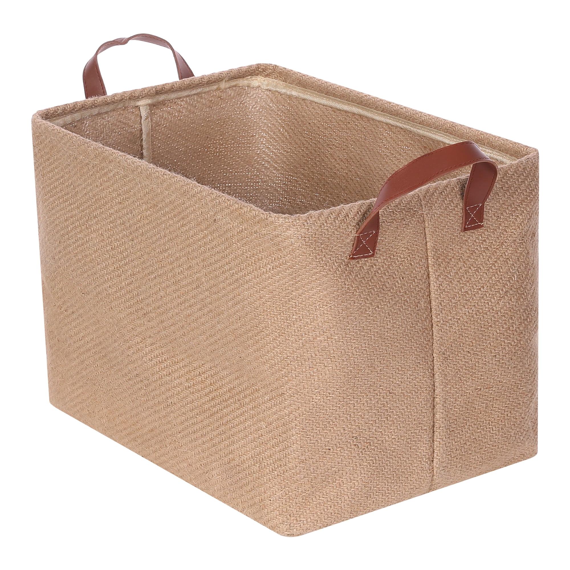 Unique Bargains Fabric Storage Cube Storage Bin Storage Basket Khaki Plain Weave