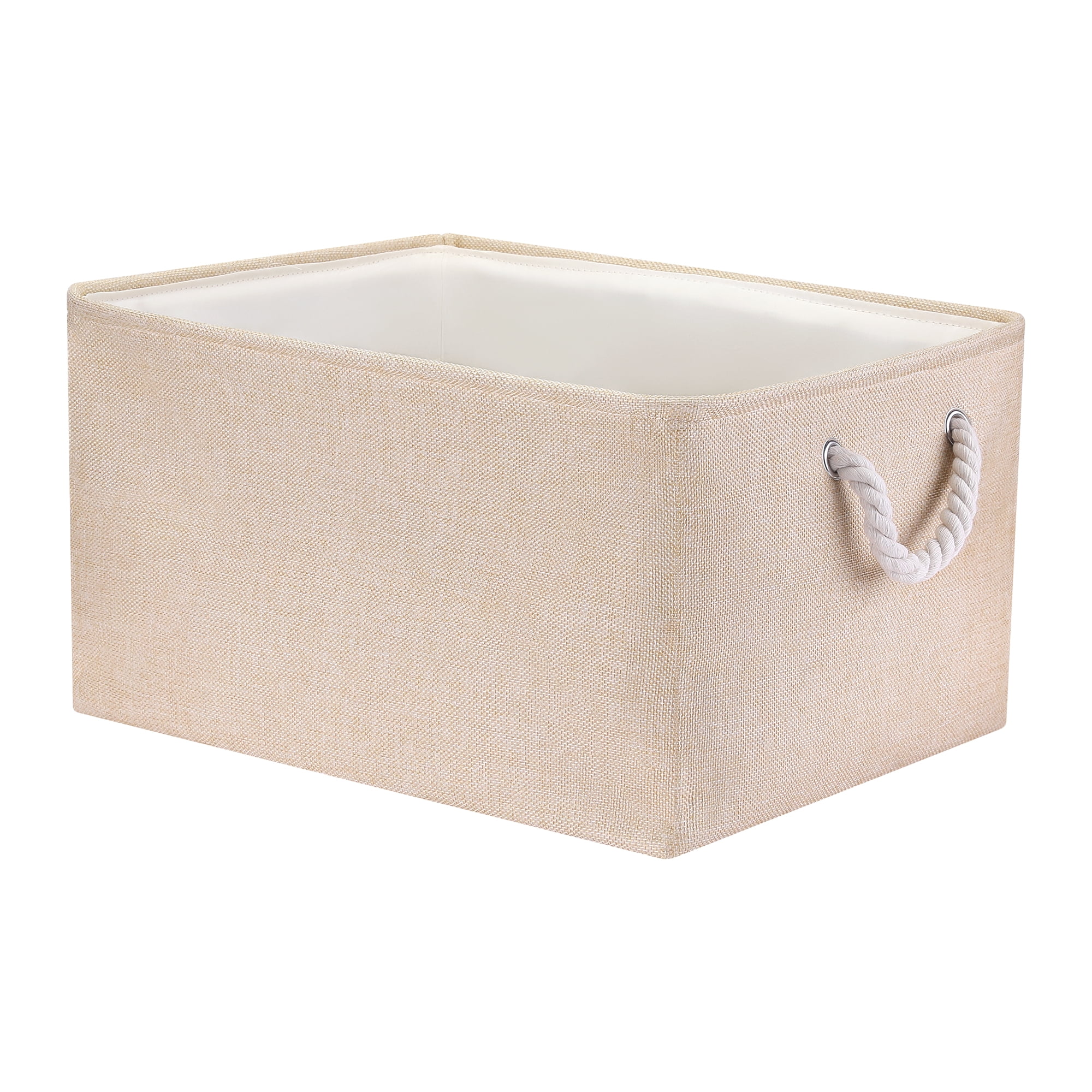 Unique Bargains Fabric Storage Cube Storage Bin Storage Basket White 17.7*13.8*10in