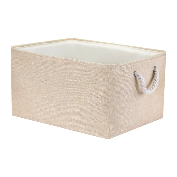 Unique Bargains Fabric Storage Cube Storage Bin Storage Basket White 19.7*15.7*12in