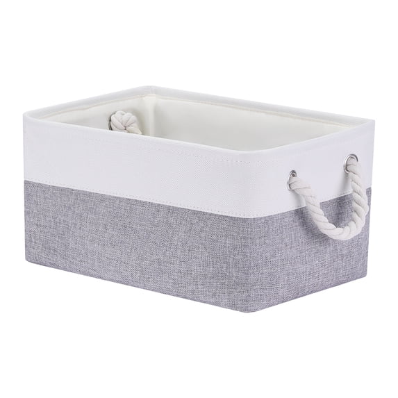 Unique Bargains Fabric Storage Cube Storage Bin Storage Basket White/Grey 14*10*7in